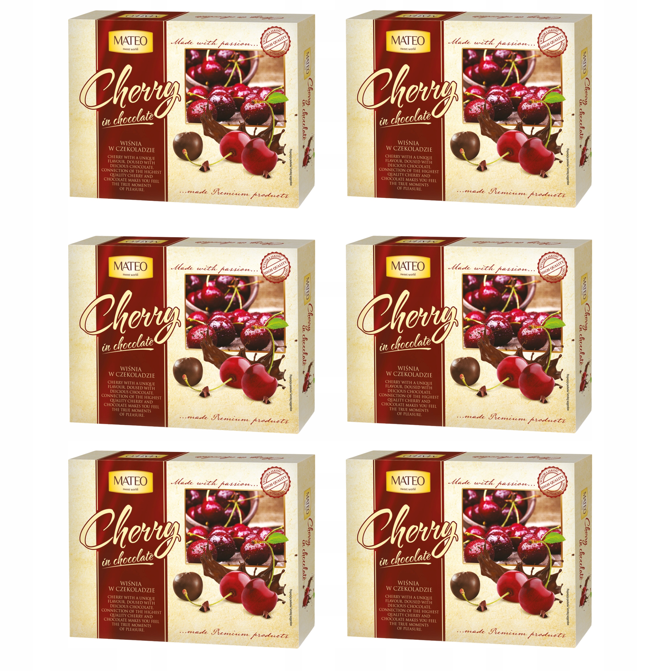 Wiśnie w czekoladzie Mateo 170 g x 6 szt