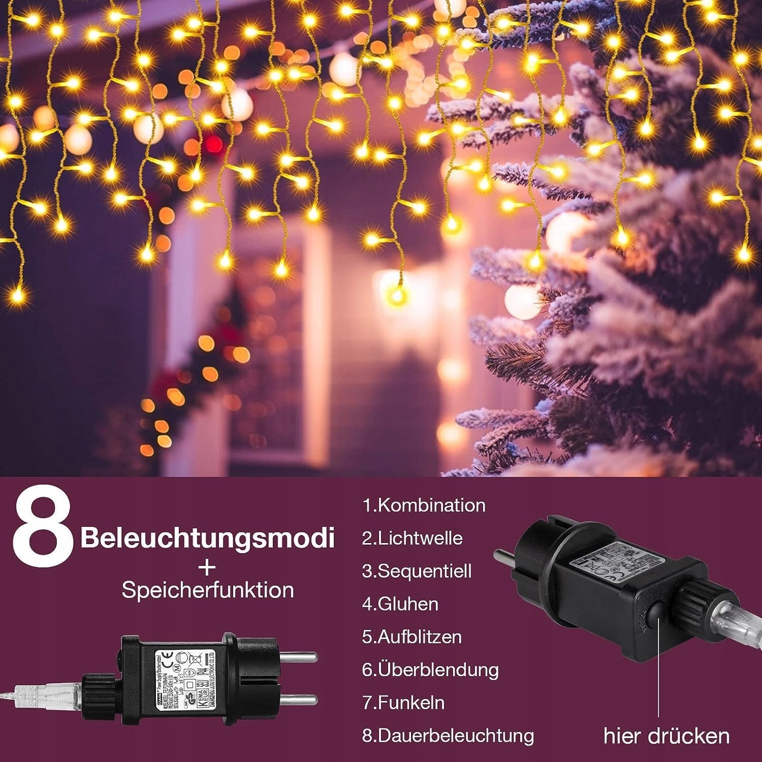 GOVEE Inteligentne Lampki Zewnętrzne 30M RGBIC LED IP65 Alexa App — miniatura 11