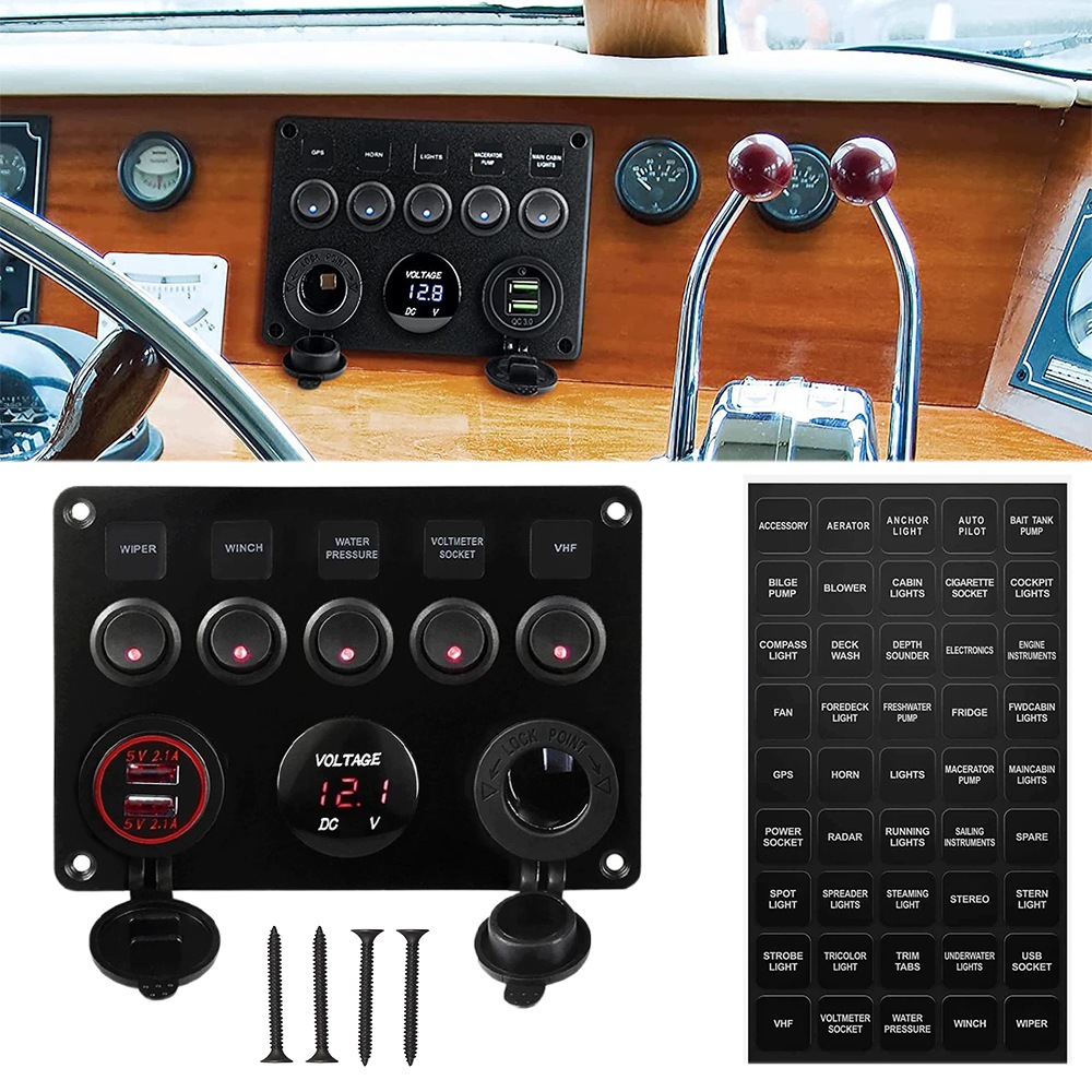 5-polohový Led panel spínačů vhodný pro automobily a lodě