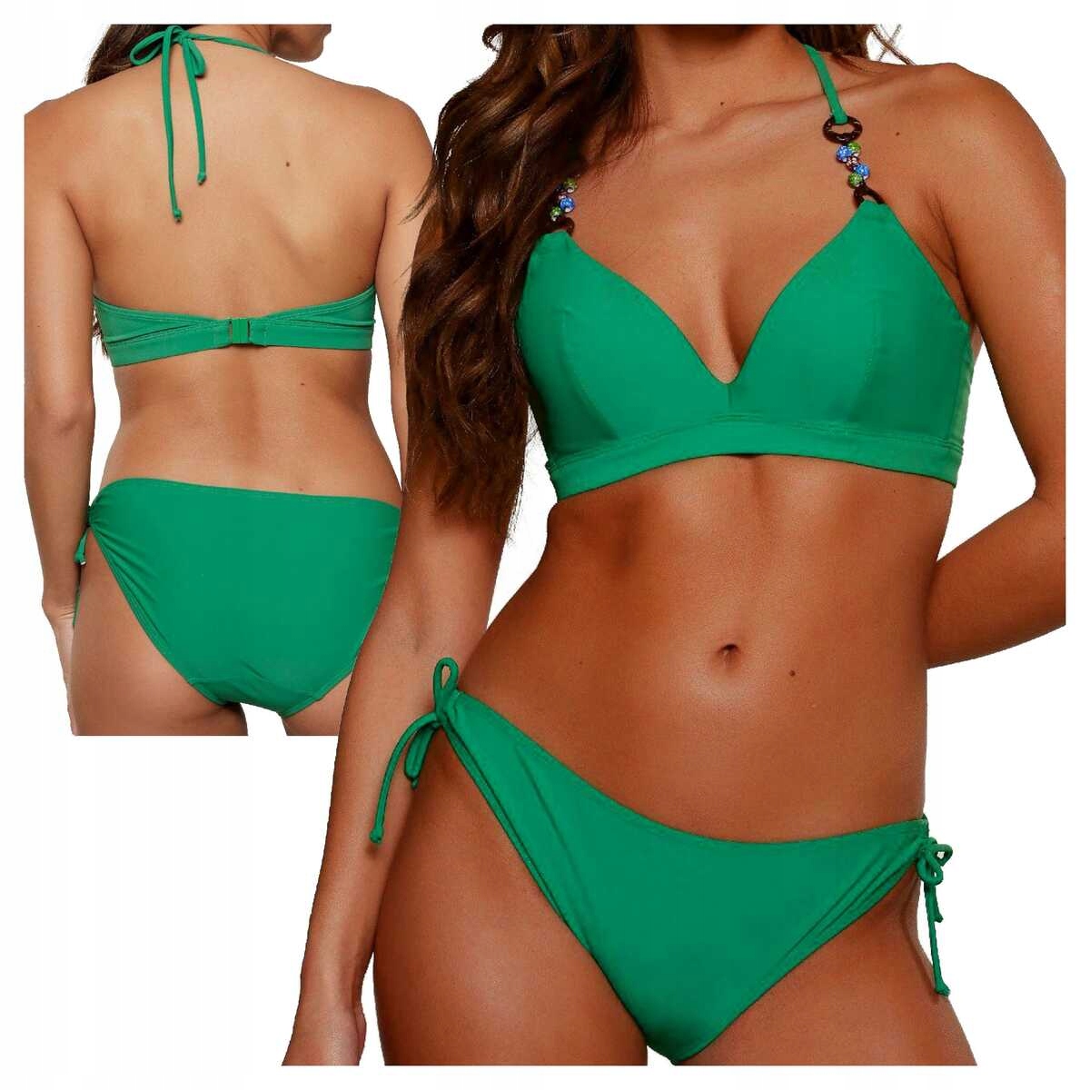 LingaDore Dvoudílné plavky bikiny se zavazováním 7716 zelené 70D