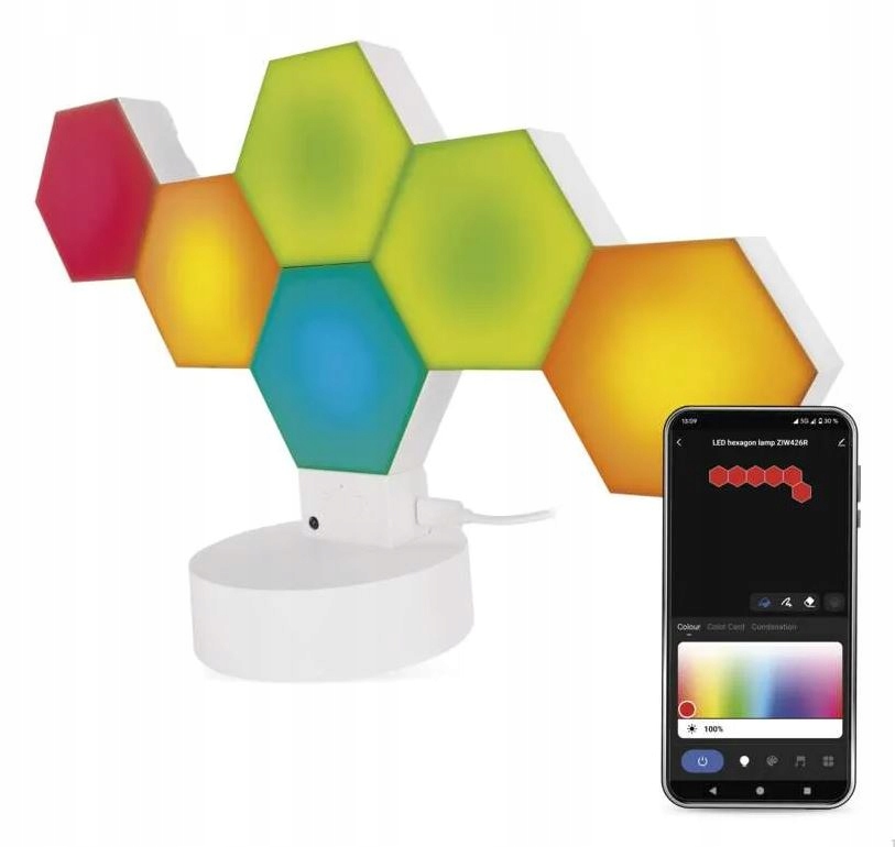 GoSmart Led stolná lampa Hexagón biela, 6 dielov, Rgbic stmievateľná, WiFi