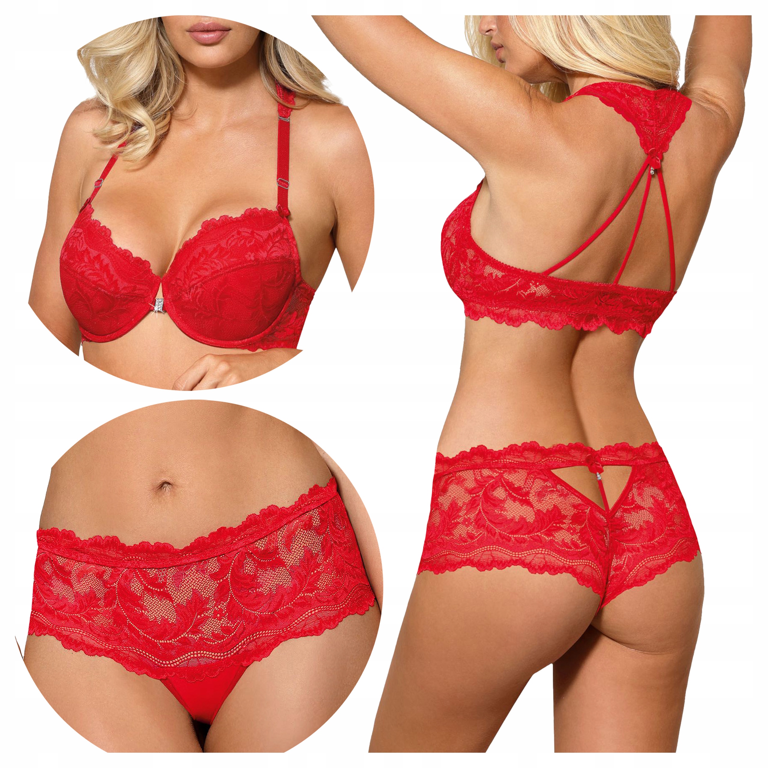 Komplet Dámské spodní prádlo Podprsenka Push Up Krajkové kalhotky 85D+XL