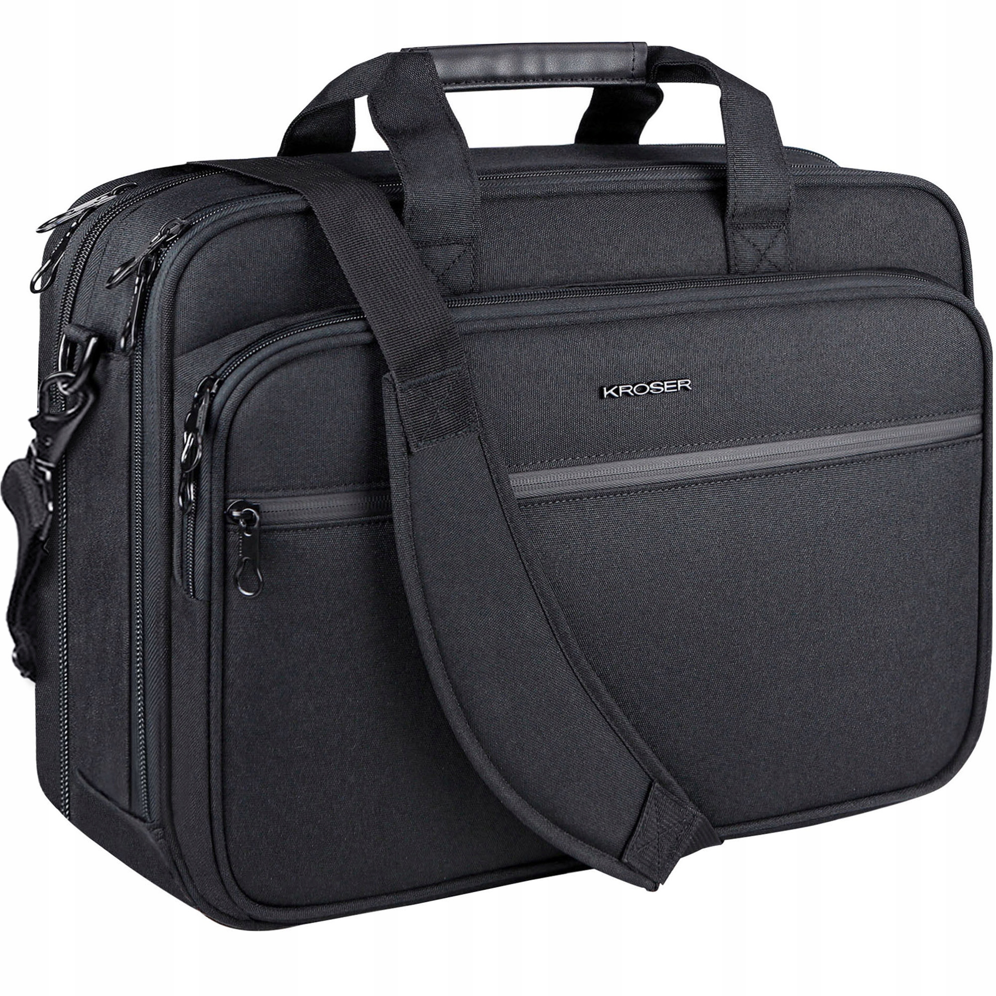 Kroser Biznesowa torba na laptopa 17,3 pojemna rozszerzalna teczka na ramię