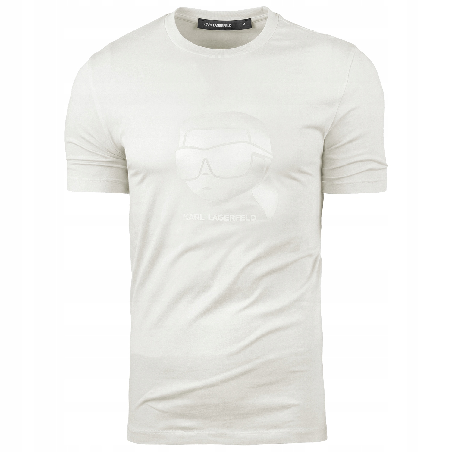 Karl Lagerfeld t-shirt męski kremowy koszulka klasyczna 755032 XL