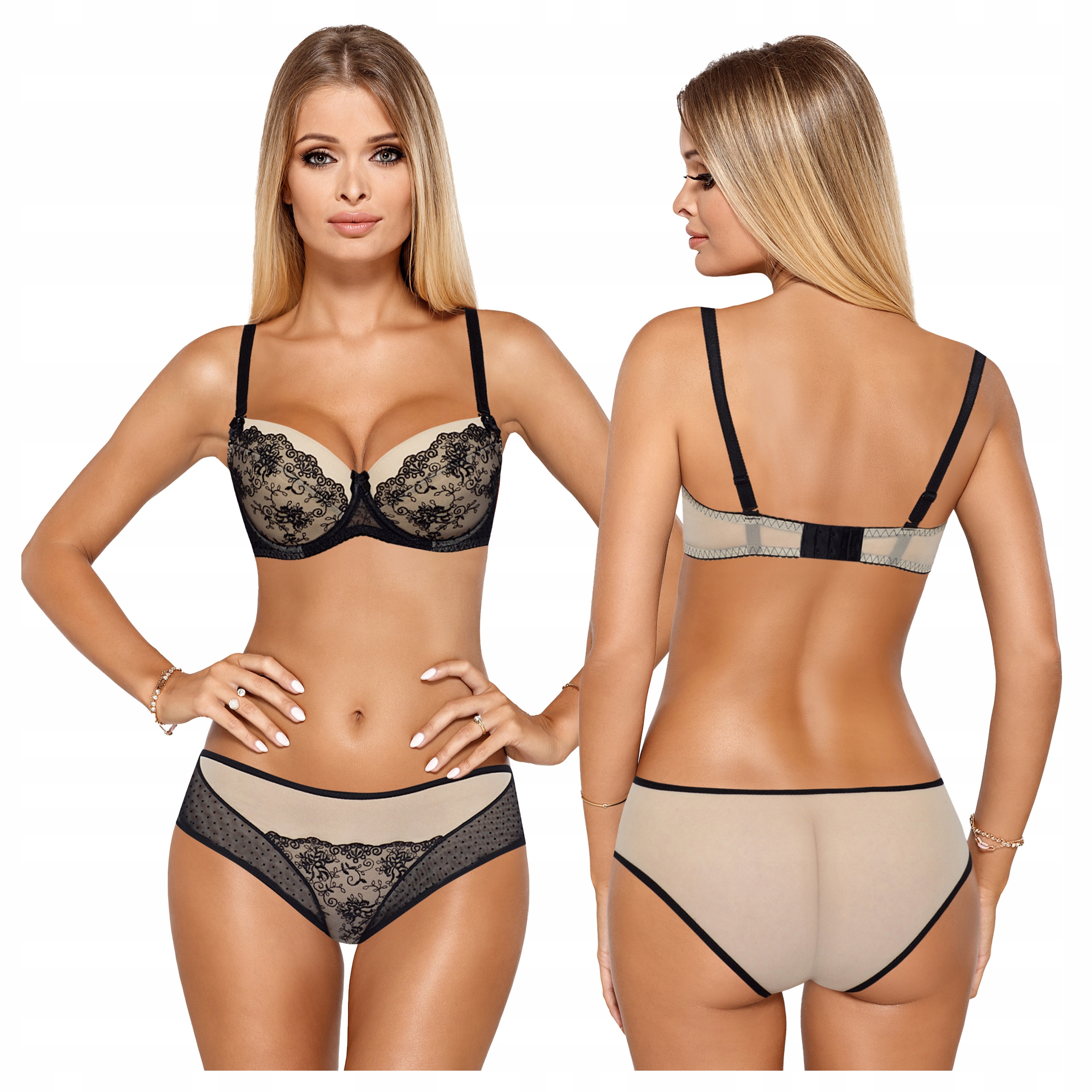 Krajkový komplet Push-up podprsenka Dámské kalhotky IMI 65E+S