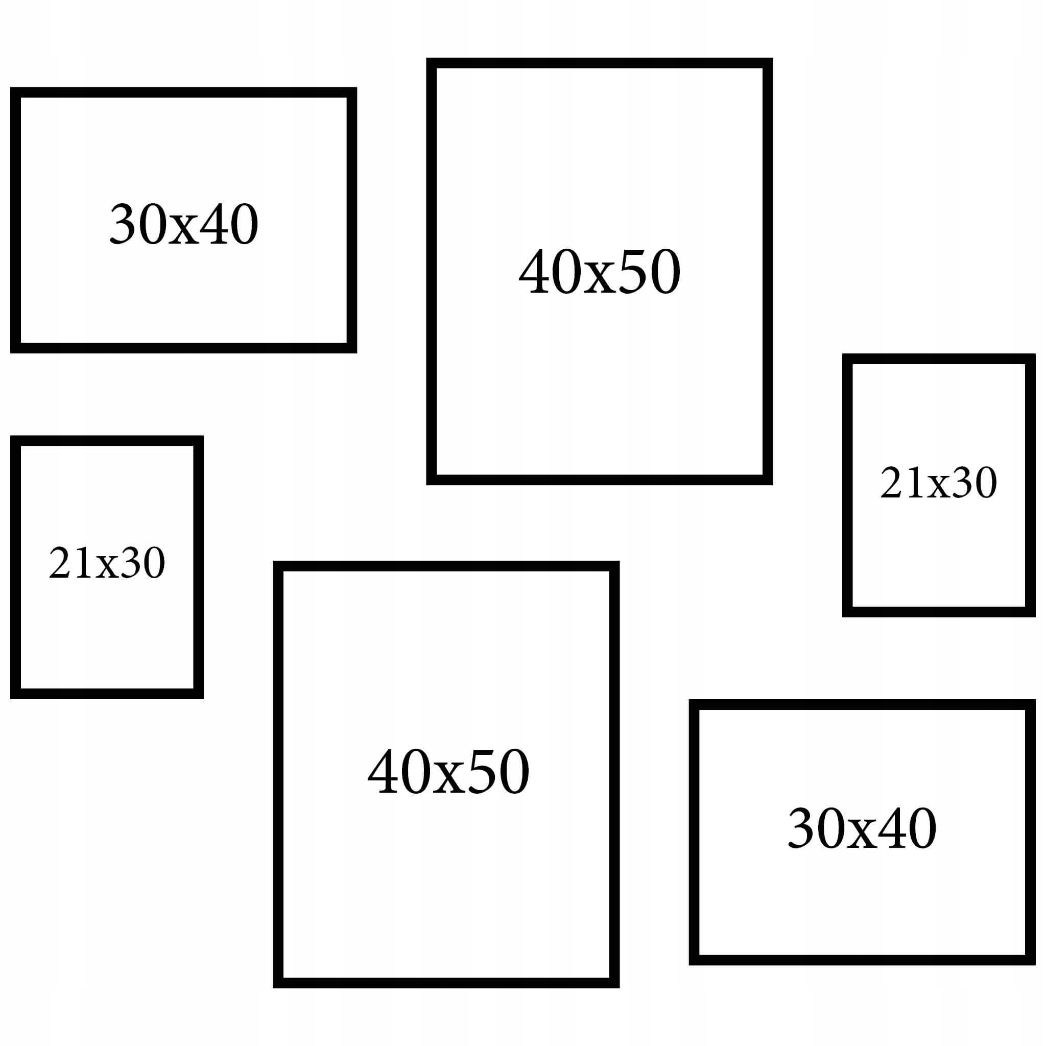 Fotorámečky Černé sada 6 Ks 40×50 30×40 A4
