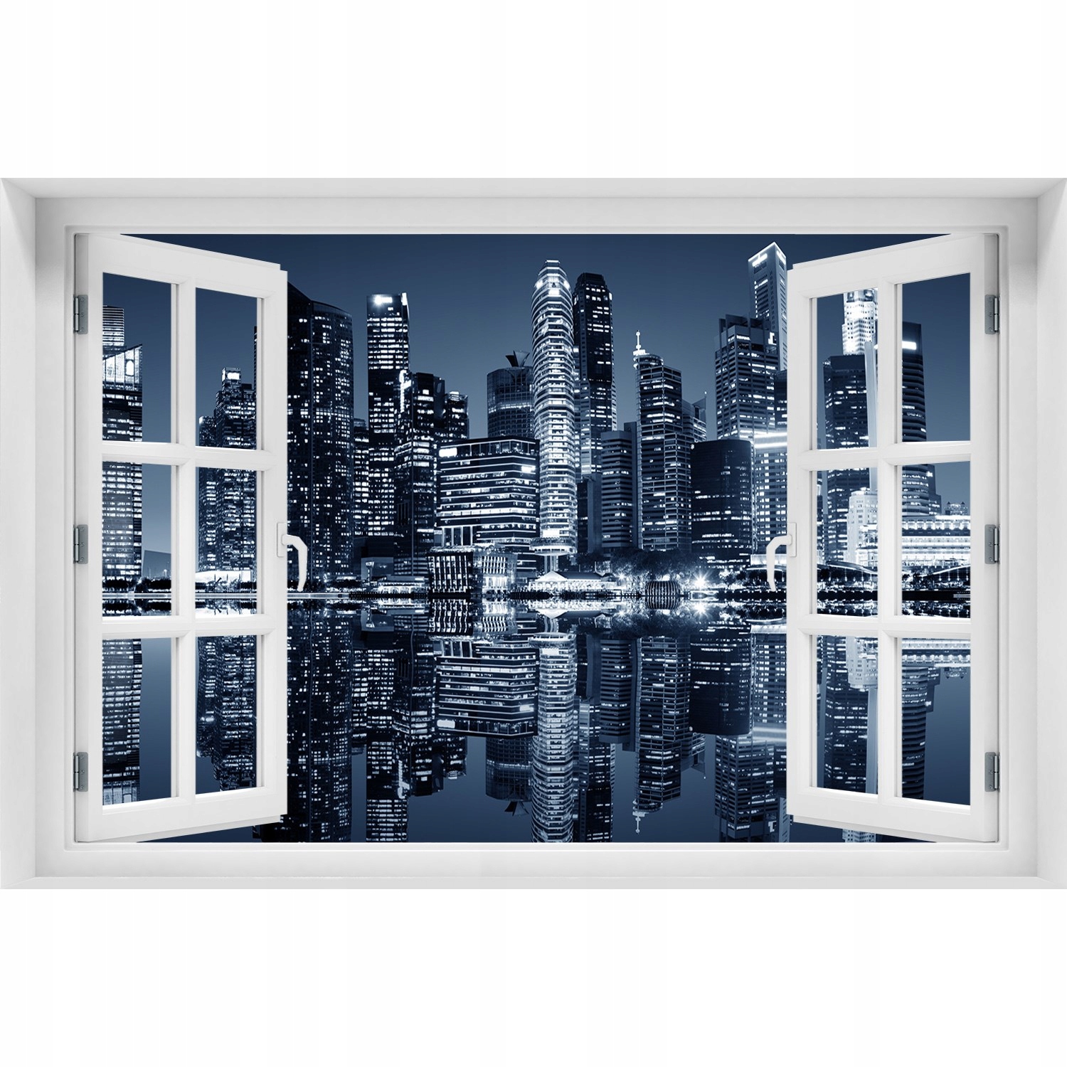 

Naklejka na ścianę 3D Okno Singapur nocą 120x80