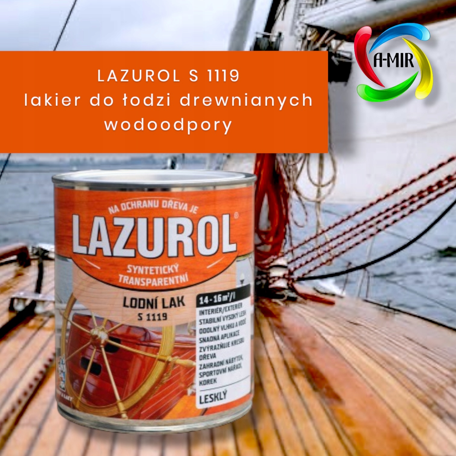 Lakier do łodzi Lazurol S 1119 2,5l Wodoodporny