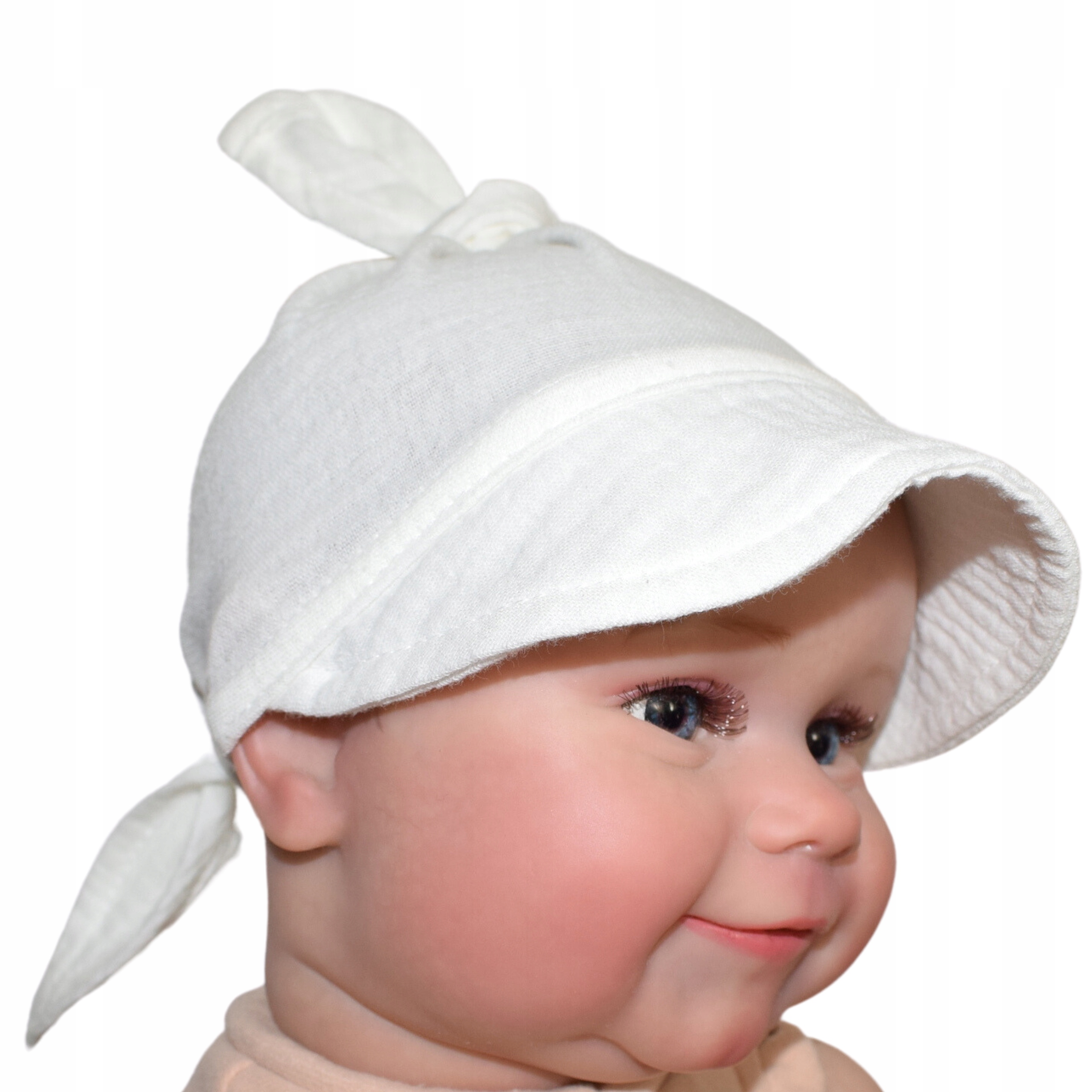 CHUSTA chustka dziecięca na głowę na słońce MUŚLINOWA czapka Z DASZKIEM Marka LILAMI