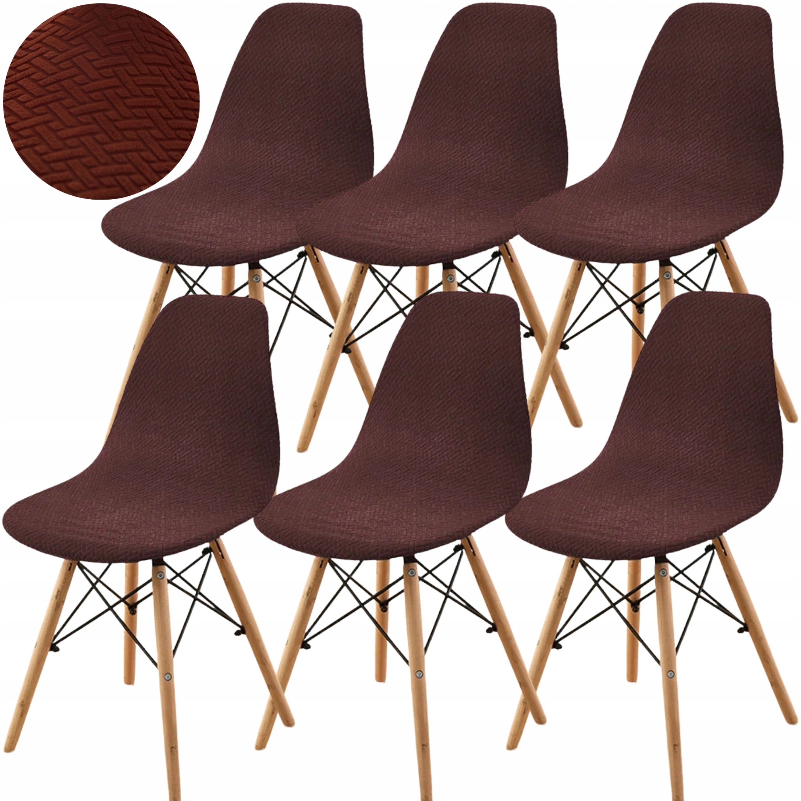 Sada 6 Ks Potahů Na Skandinávské Křeslo Jedle Žakárová Oeko-tex