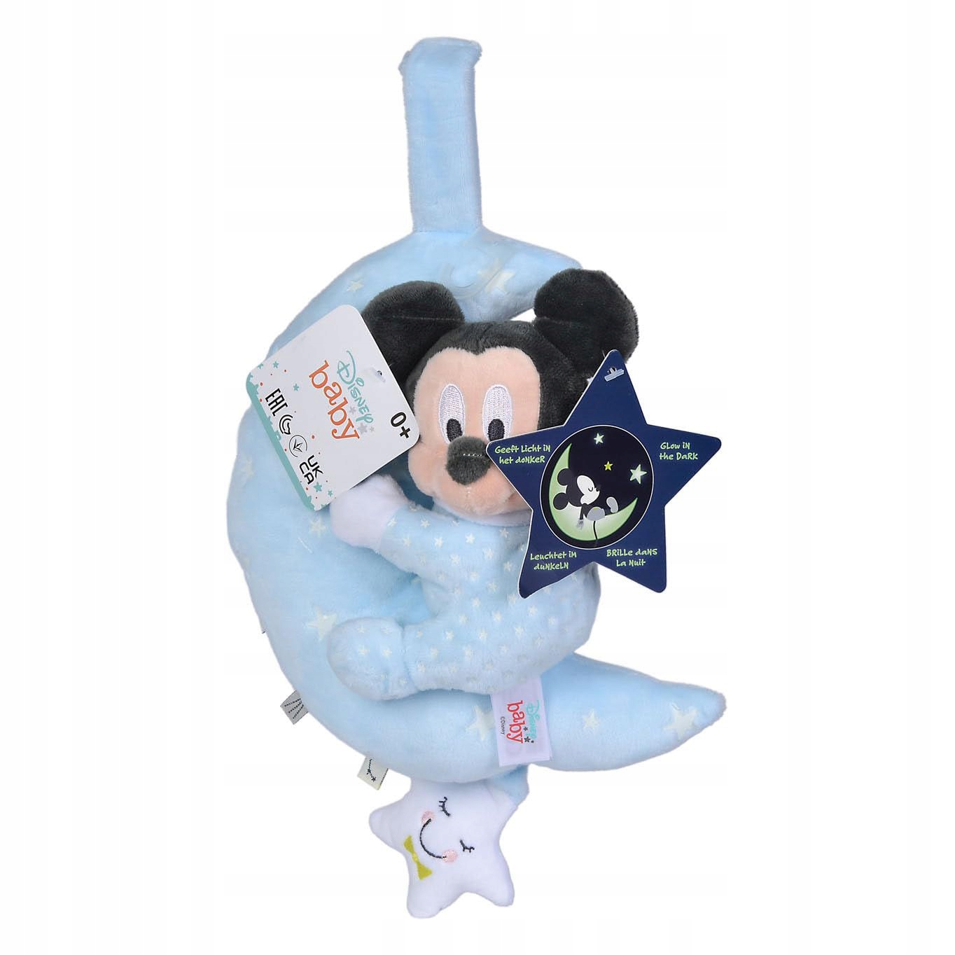 DISNEY MICKEY MOUSE MUSICAL AND GLOW IN THE DARK COT, PRAM OR CAR SEAT TOY,