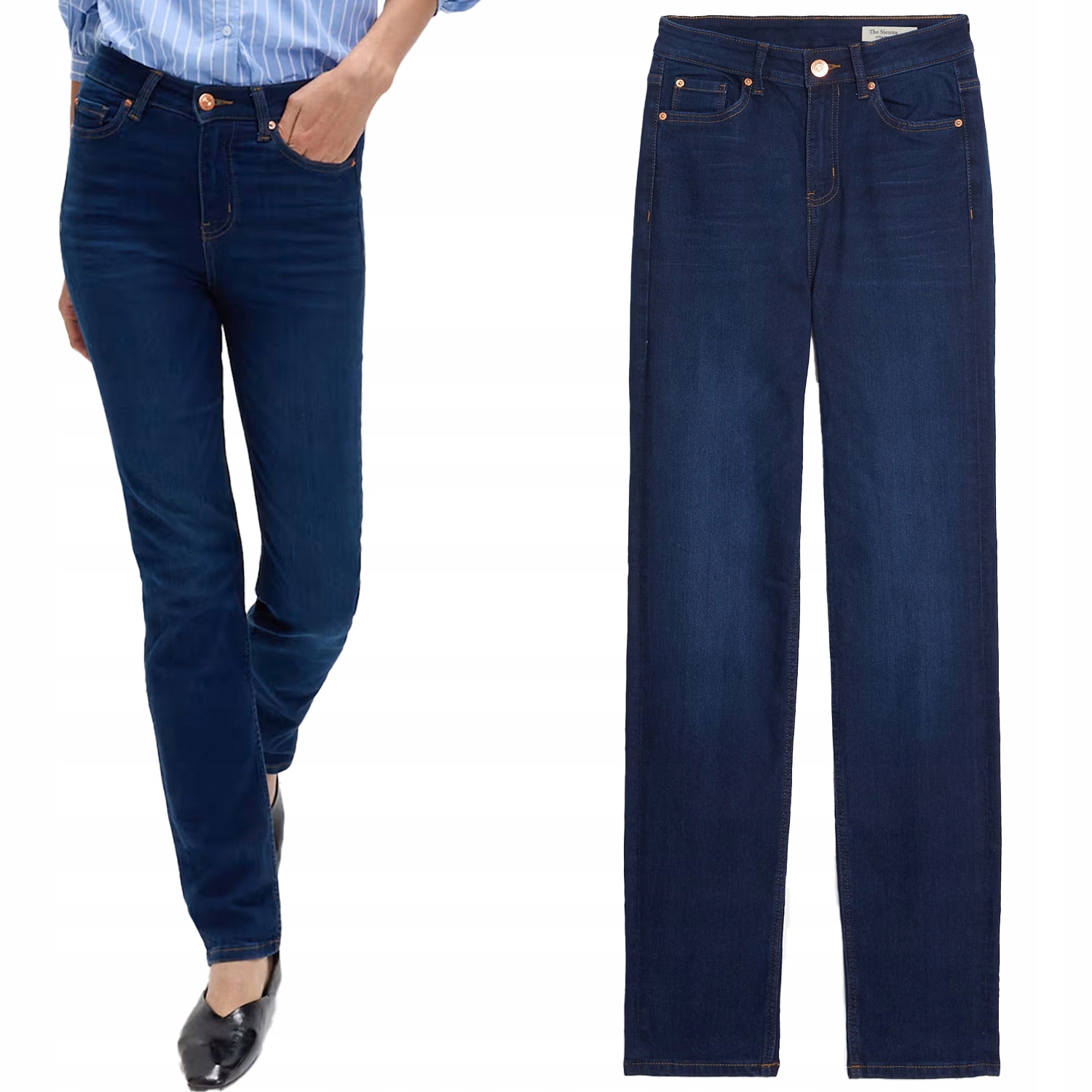 M&s Proste Ciemne Jeansy Damskie Jeansowe Spodnie Sienna Regular XL 42