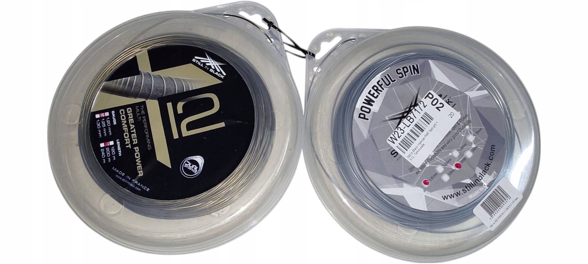 Sada 2KUSŮ Tenisový Nátah Still In Black 1,18MM  1,25MM  2x 200METRŮ