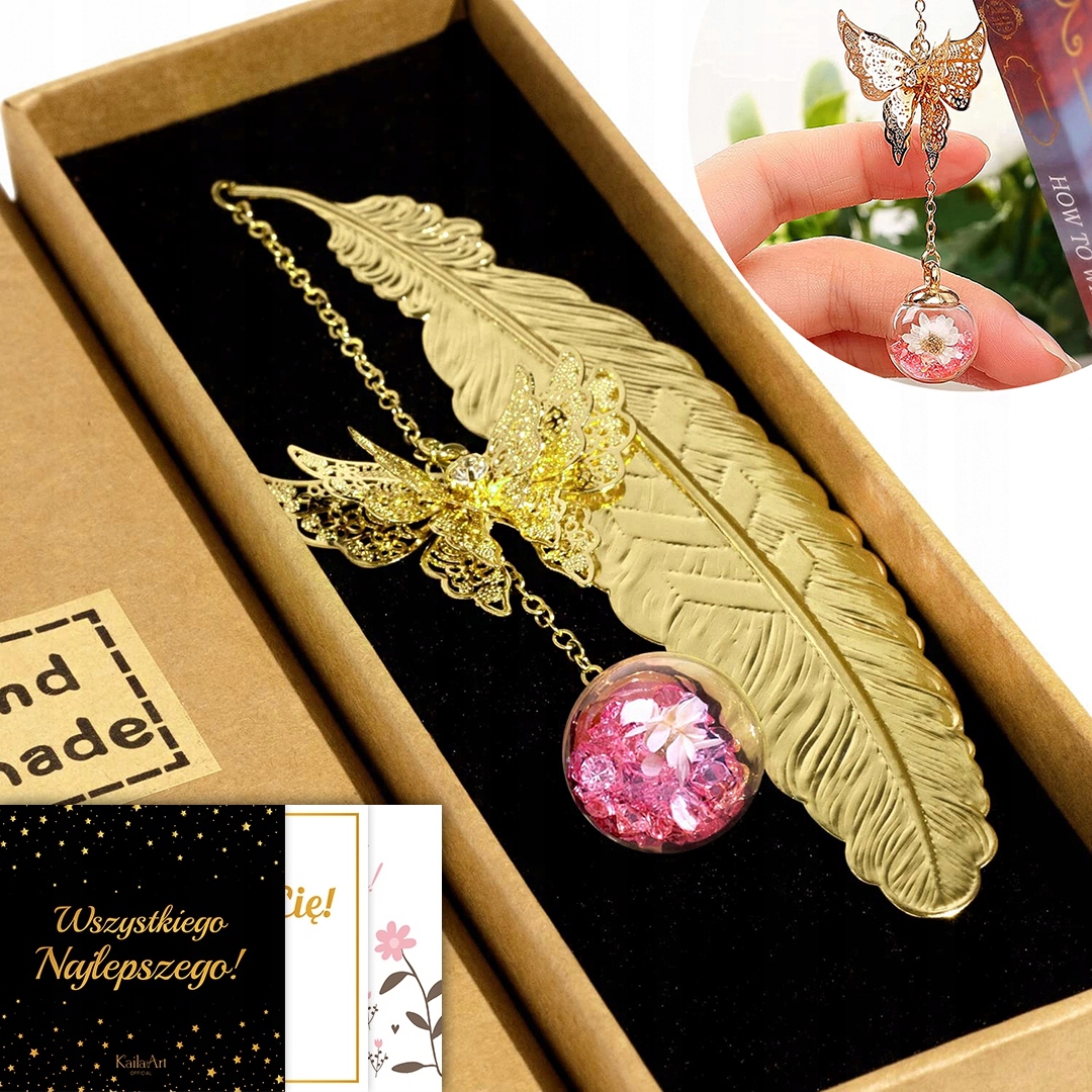 Záložka Do Knihy Zlaté Pero Koule 3D Lotosový Květ Den Pero Na Dárek