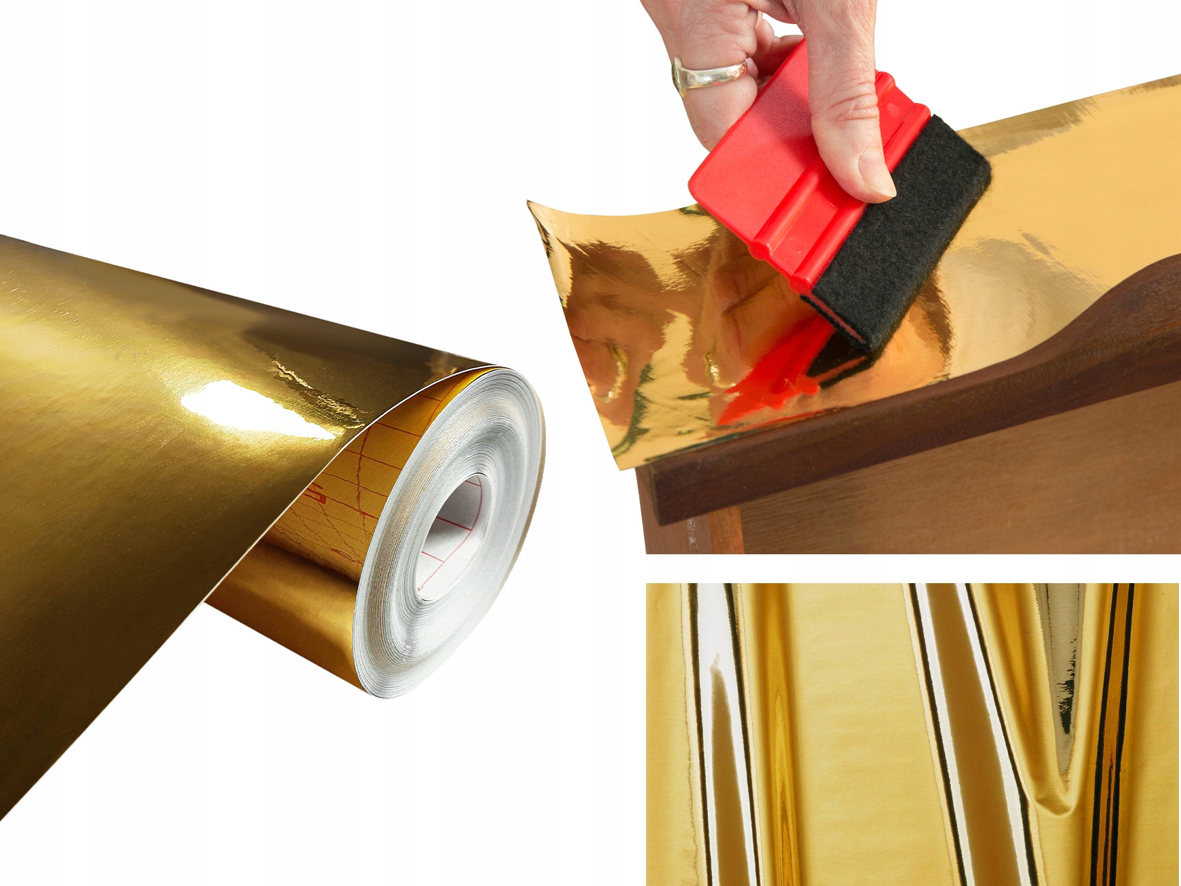 

Folia Okleina Meblowa Złota Gładka Połysk 45x150cm