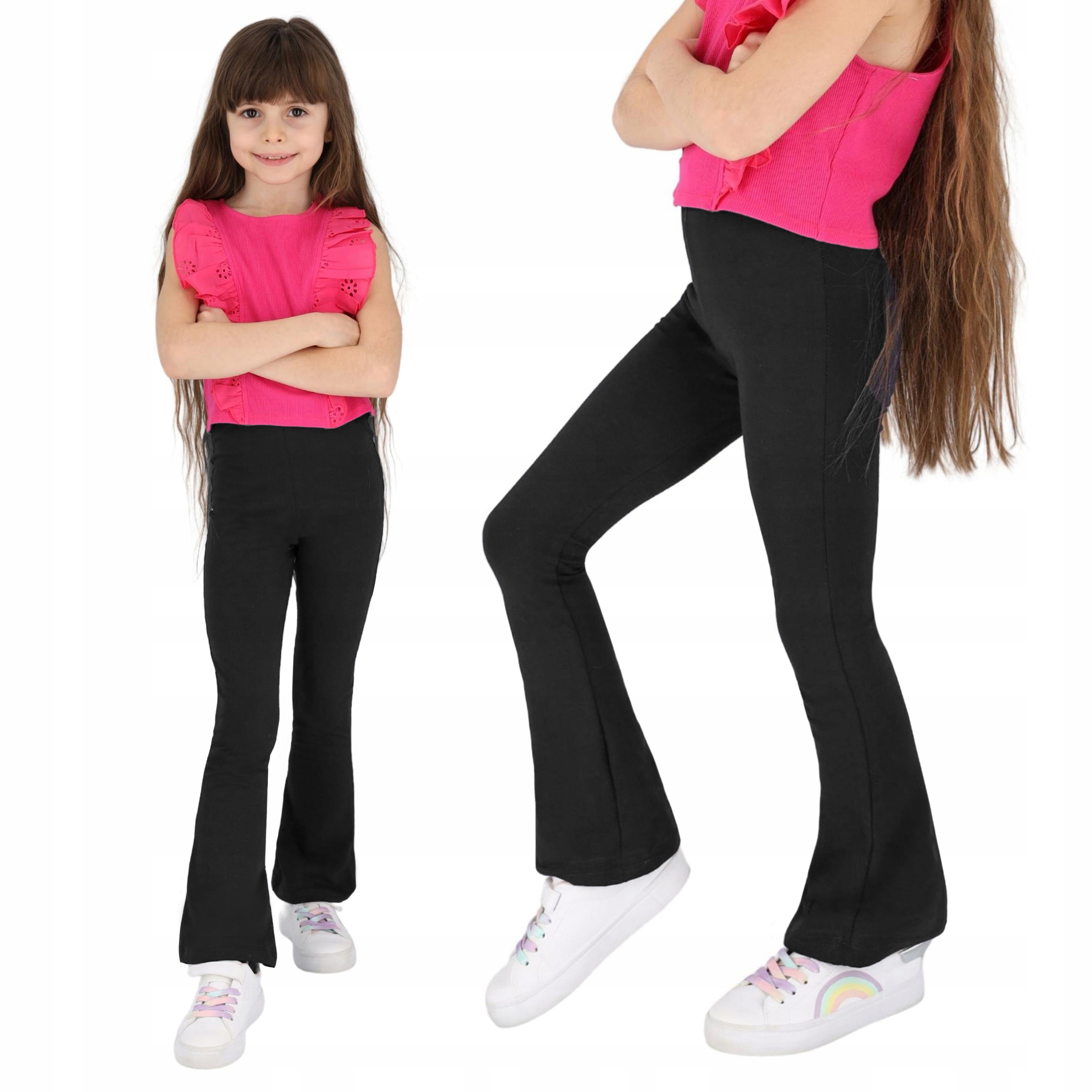 SPODNIE DZWONY DZIEWCZĘCE DRESY BAWEŁNIANE 128