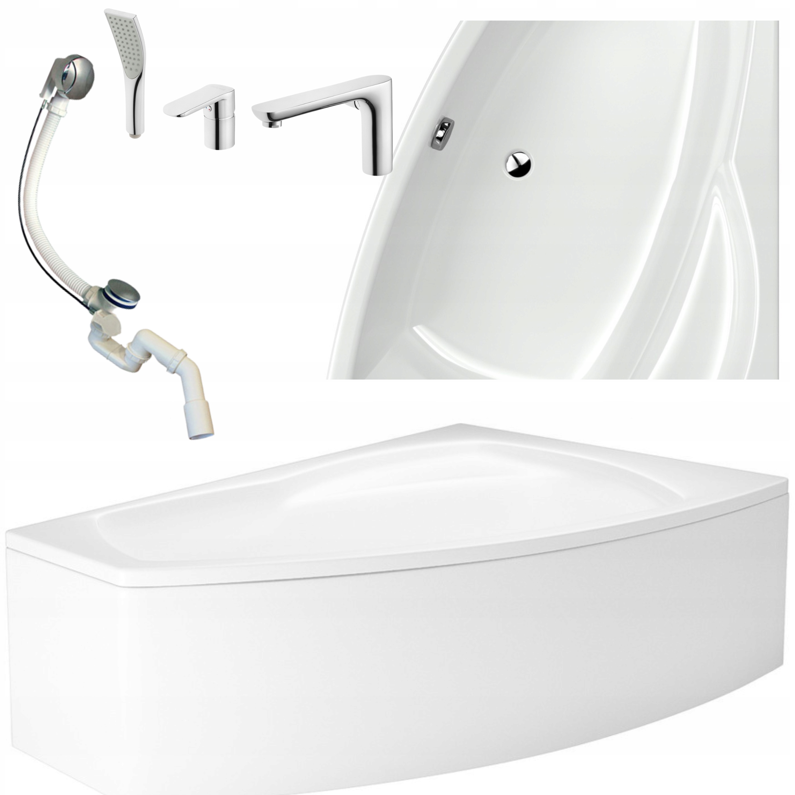 Pravá Rohová Vana S Krytem Sedáku A Baterií, Sifon 170X115