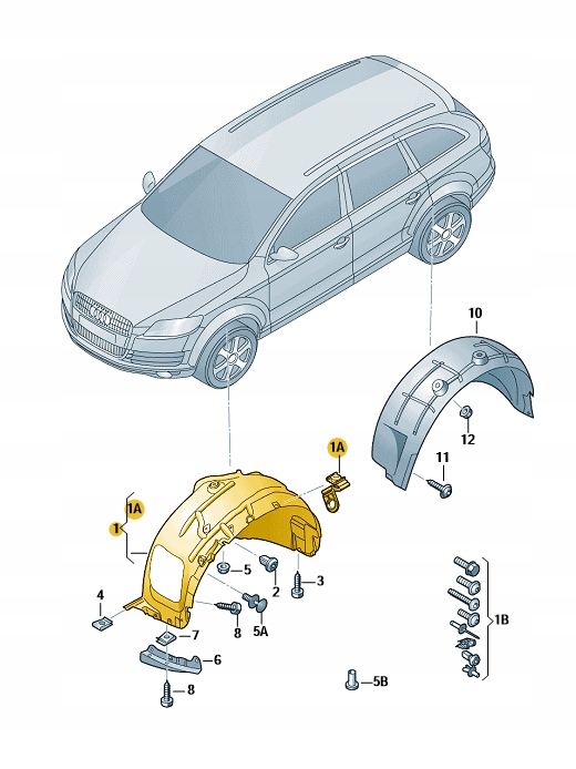 NADKOLE OSŁONA BŁOTNIKA PRZÓD PRAWE AUDI Q5