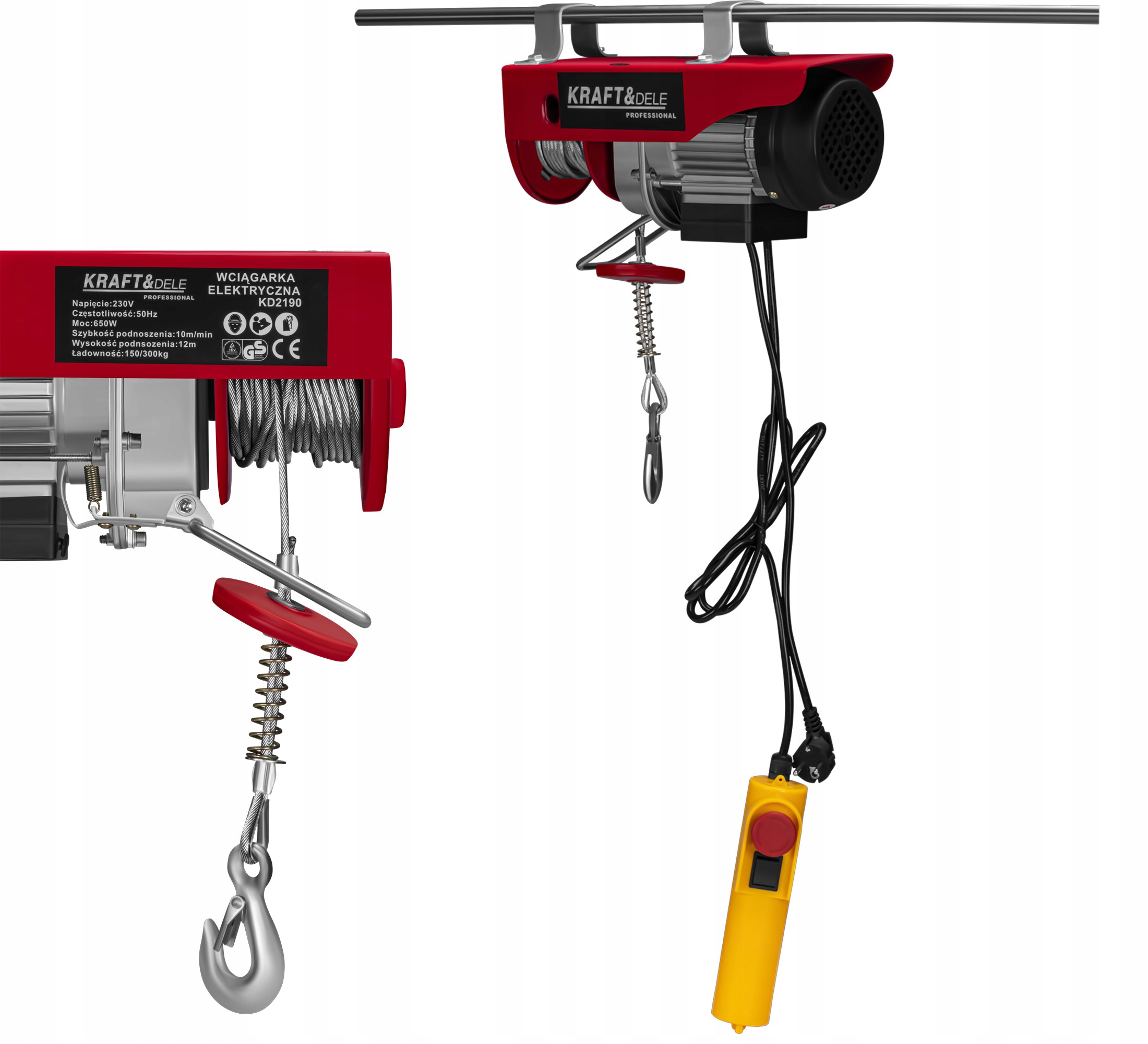Naviják Elektrický Lineární Pilot Kladky 230V 650W 150/300 kg