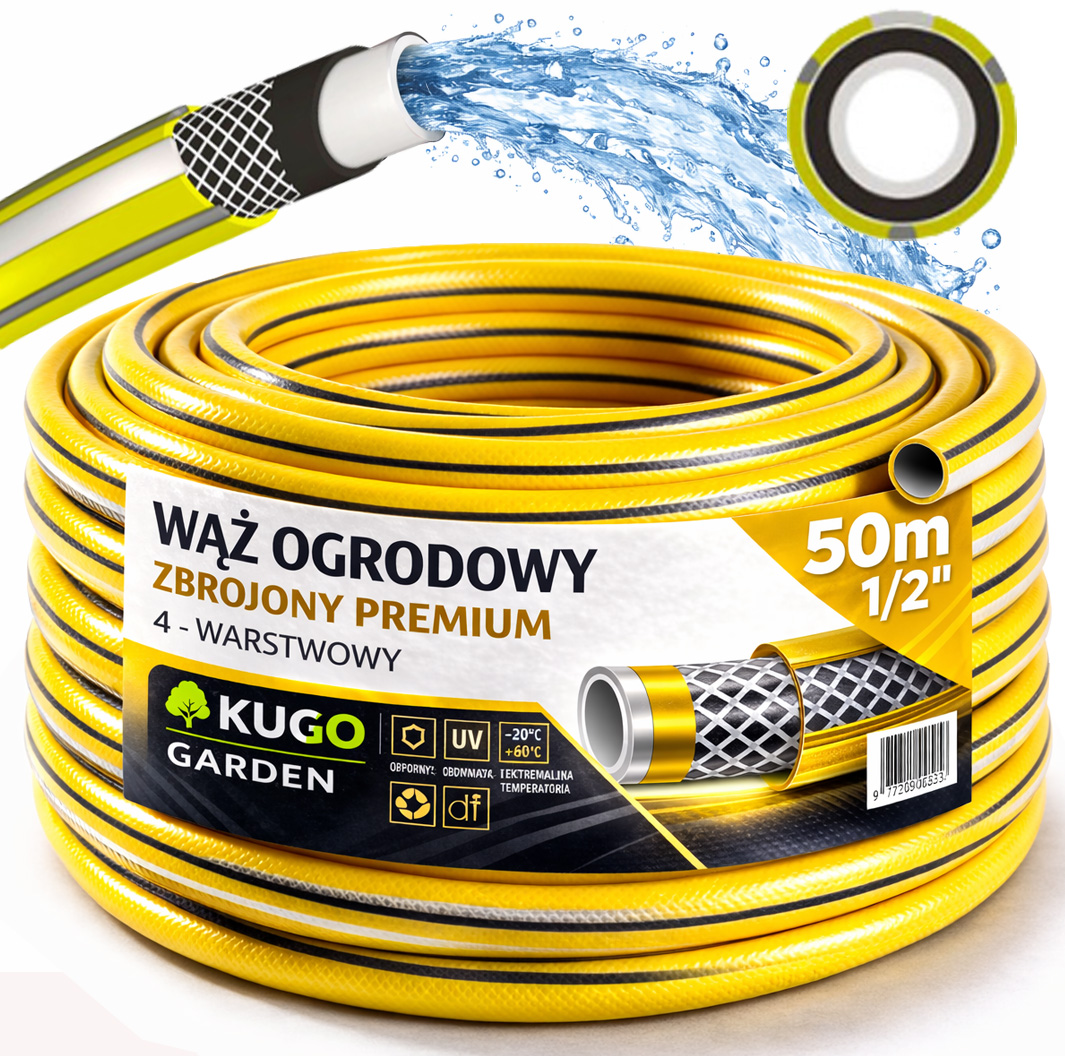 Hadice 1/2" 50 m 4VRSTVÁ Premium Vyztužená Polská Výroba