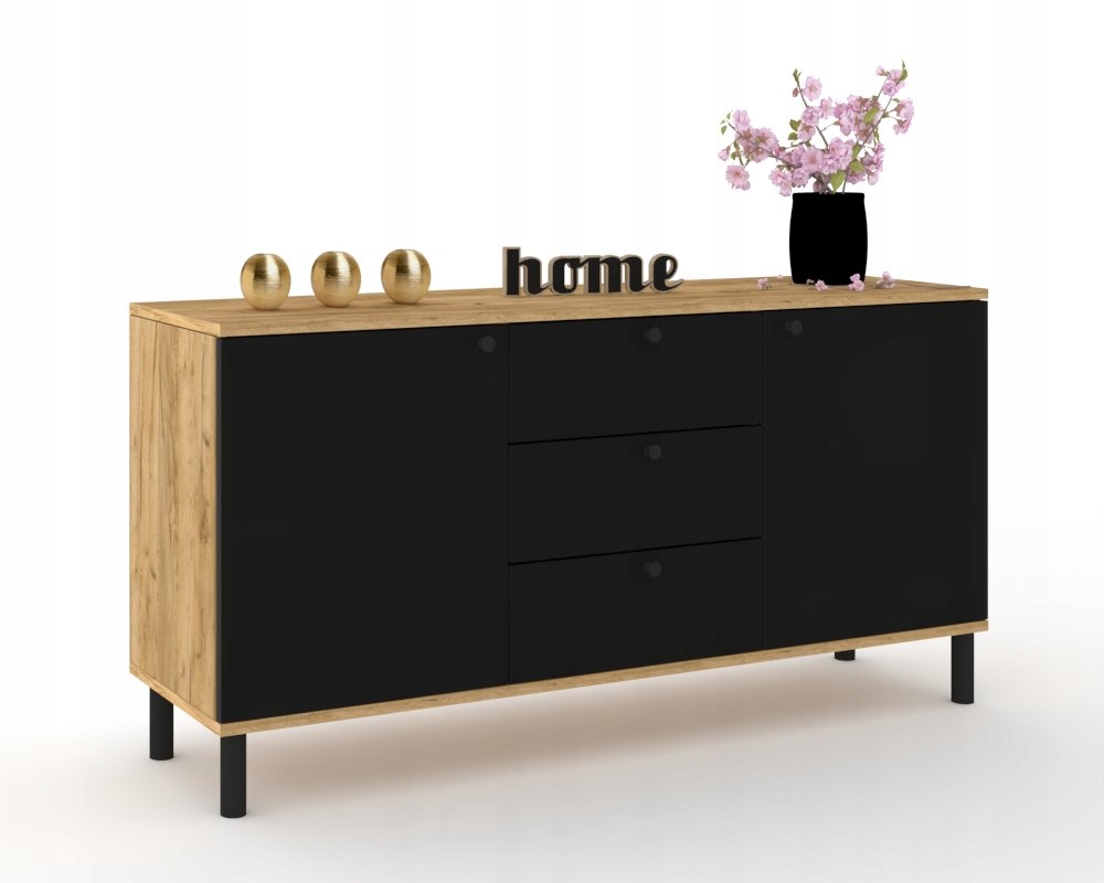 Velká komoda s zásuvkami do obývacího pokoje Rtv skříňka Hana Craft Černá 150