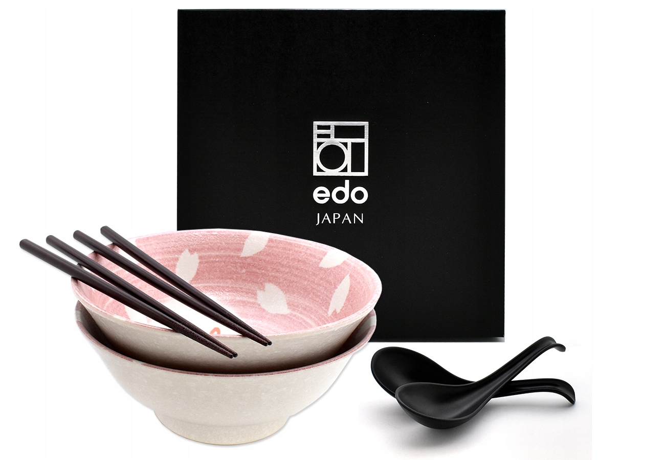 Sada 2 misek s lžícemi a hůlkami Ramen Cherry Bunny 1100 ml Box