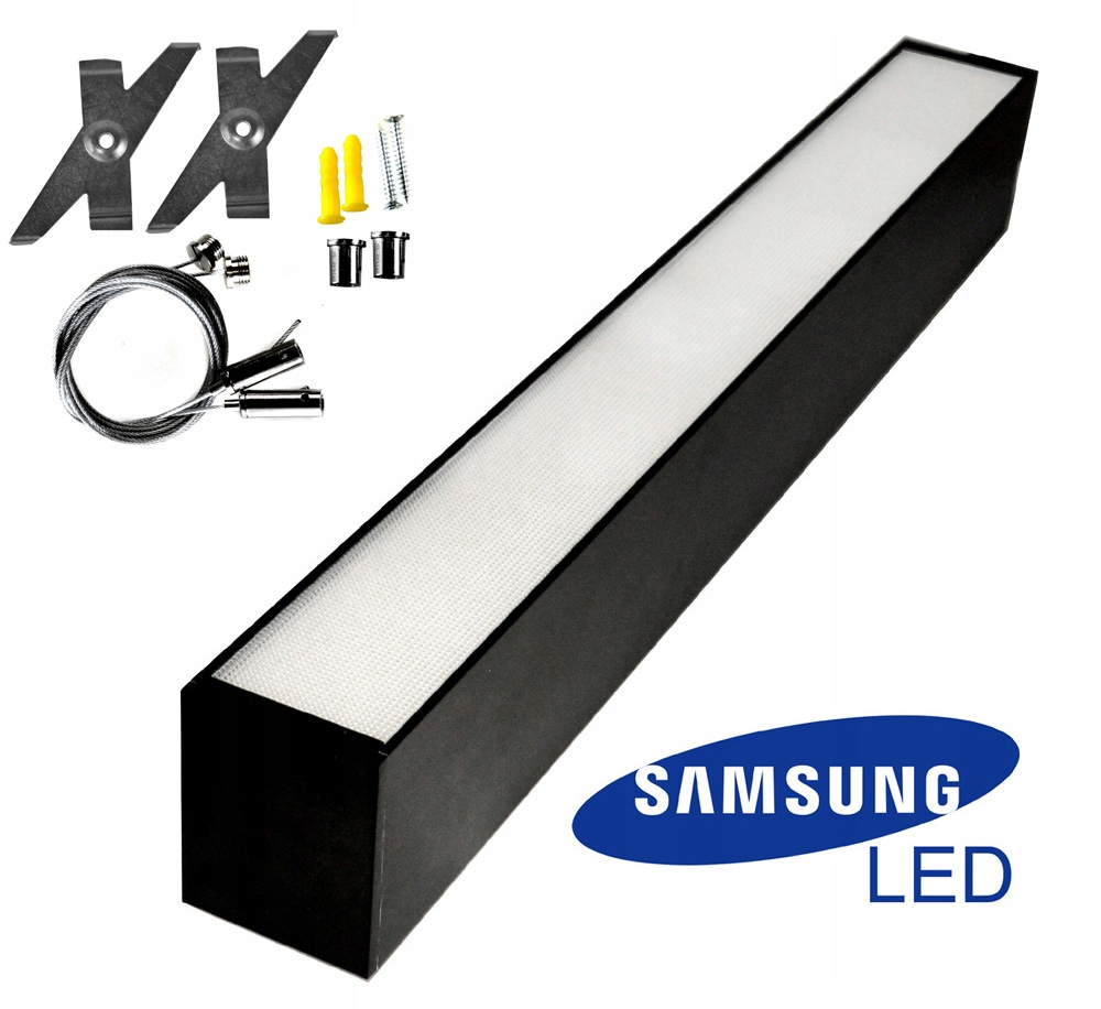 Stropní svítidlo kancelářská černá 2v1 závěsná na omítku 60 cm 24W Nw