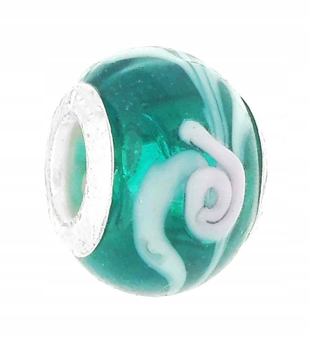 

Zawieszka beads szklany zielony z motywem rośli