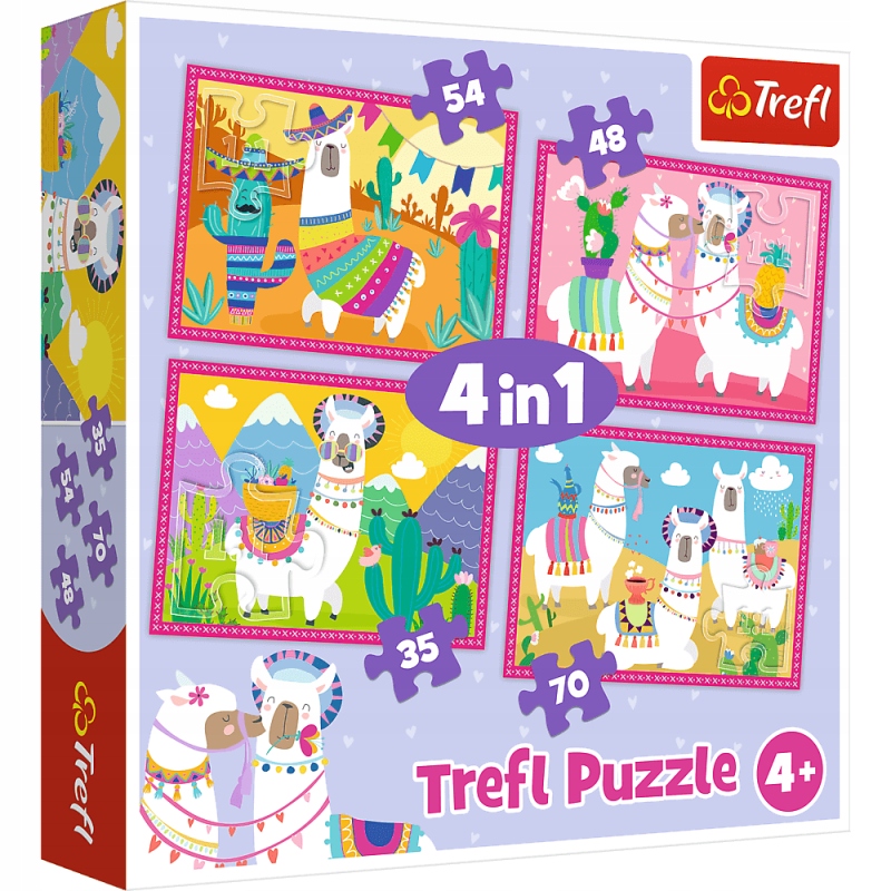 Puzzle 4W1 Lamy Na Wakacjach Trefl-Zdjęcie-0