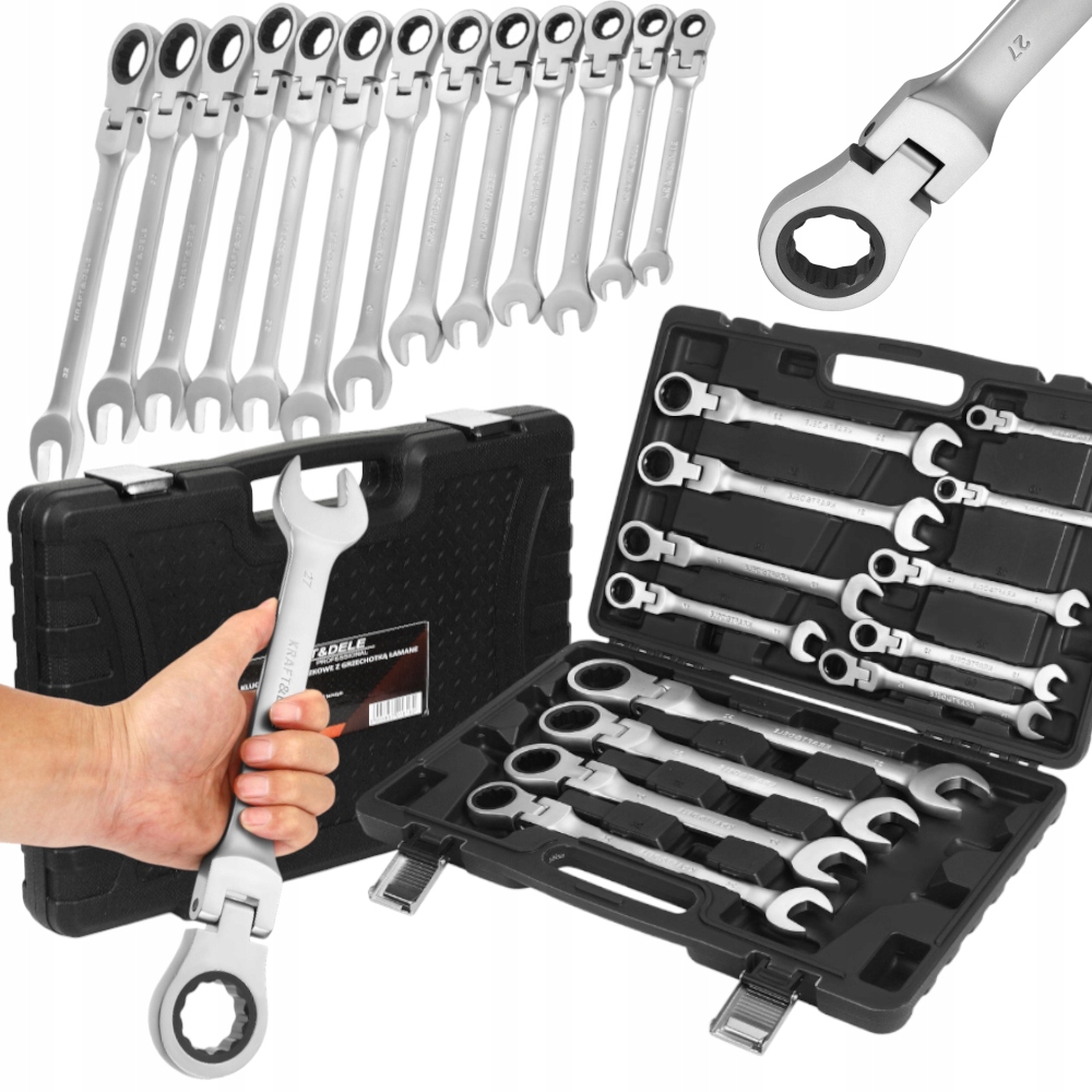 Kufr na lomené ploché klíče s ráčnou 8–32 mm 13 ks KD11305