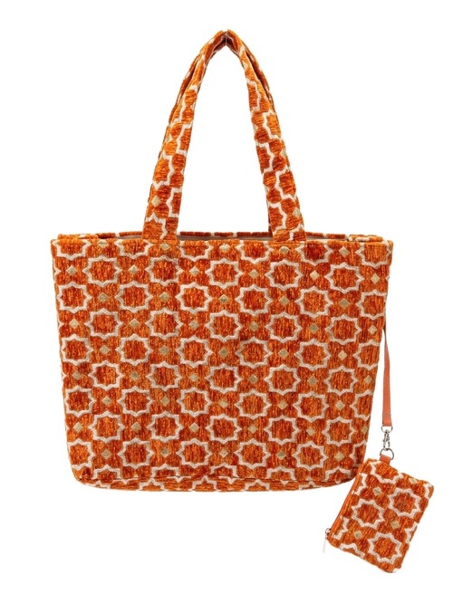 Dámská velká kabelka A4 shopper boho etno marocká oranžová