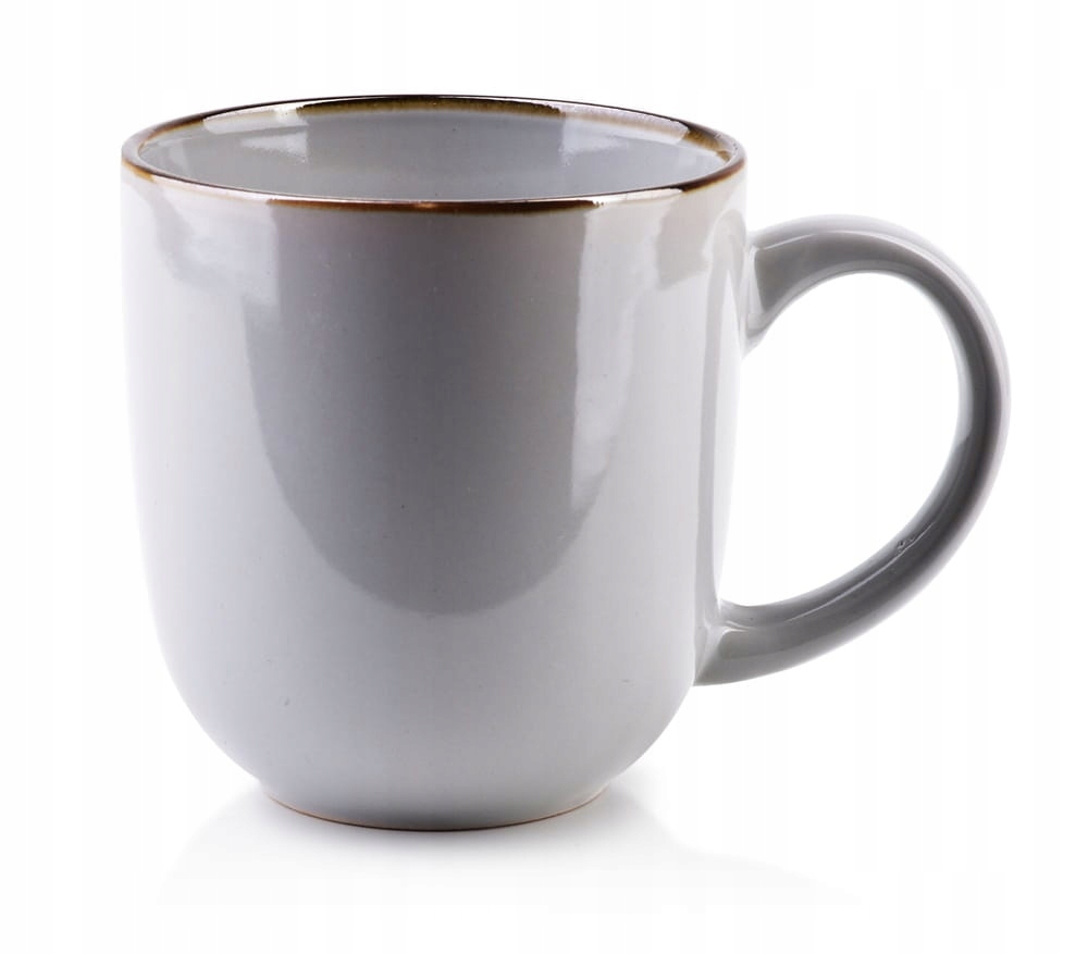 

Kubek porcelanowy szary 450 ml złoty pasek