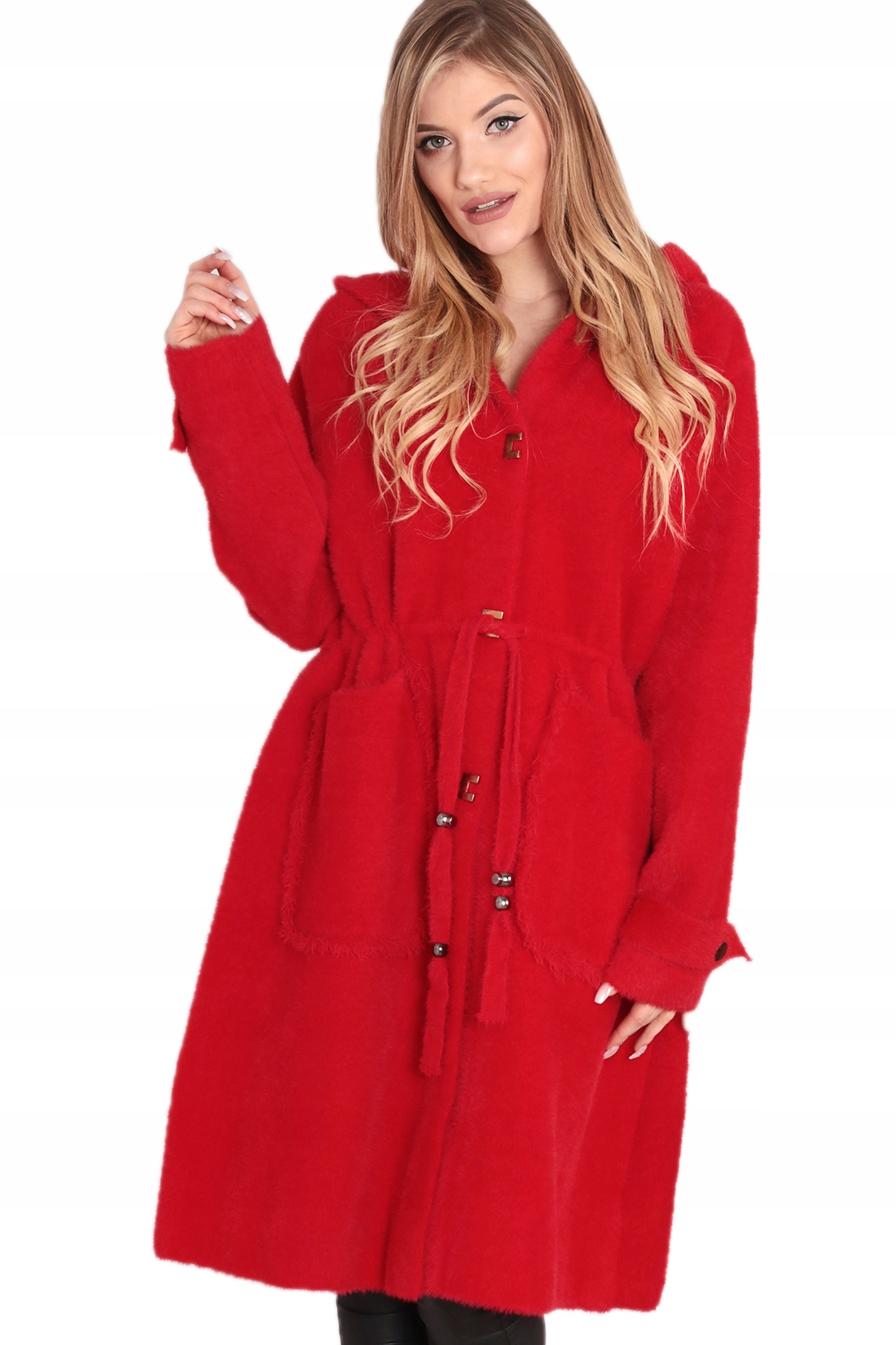 

Alpaka Długa Płaszcz Plus Size Czerwony 2031