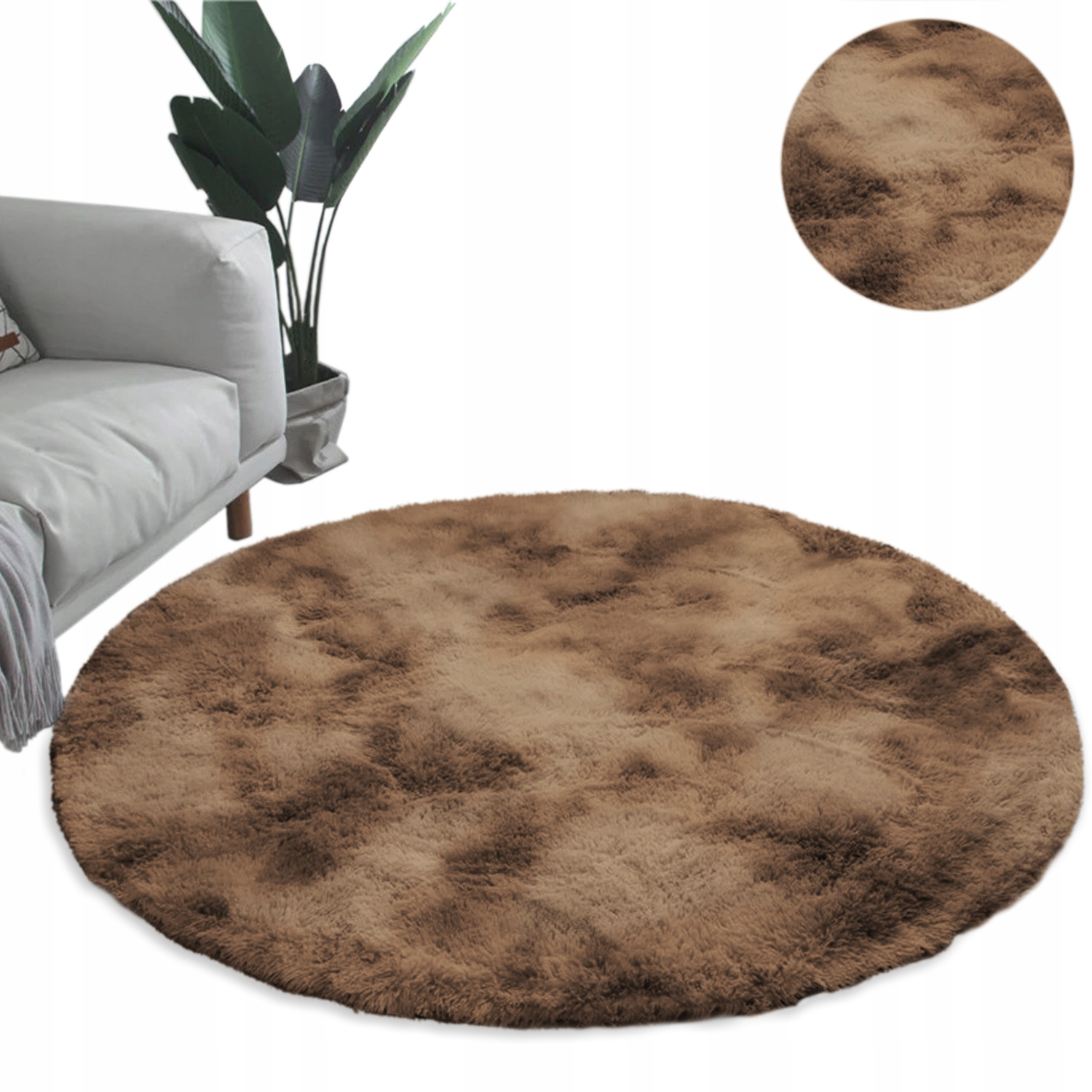 

Okrągły dywan Shaggy Ombre pluszowy miękki 90