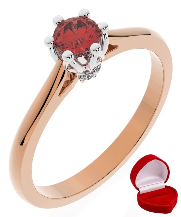 Zlatý Prstýnek 585 14k Rubín 0,19 ct Růžové Zlato R23