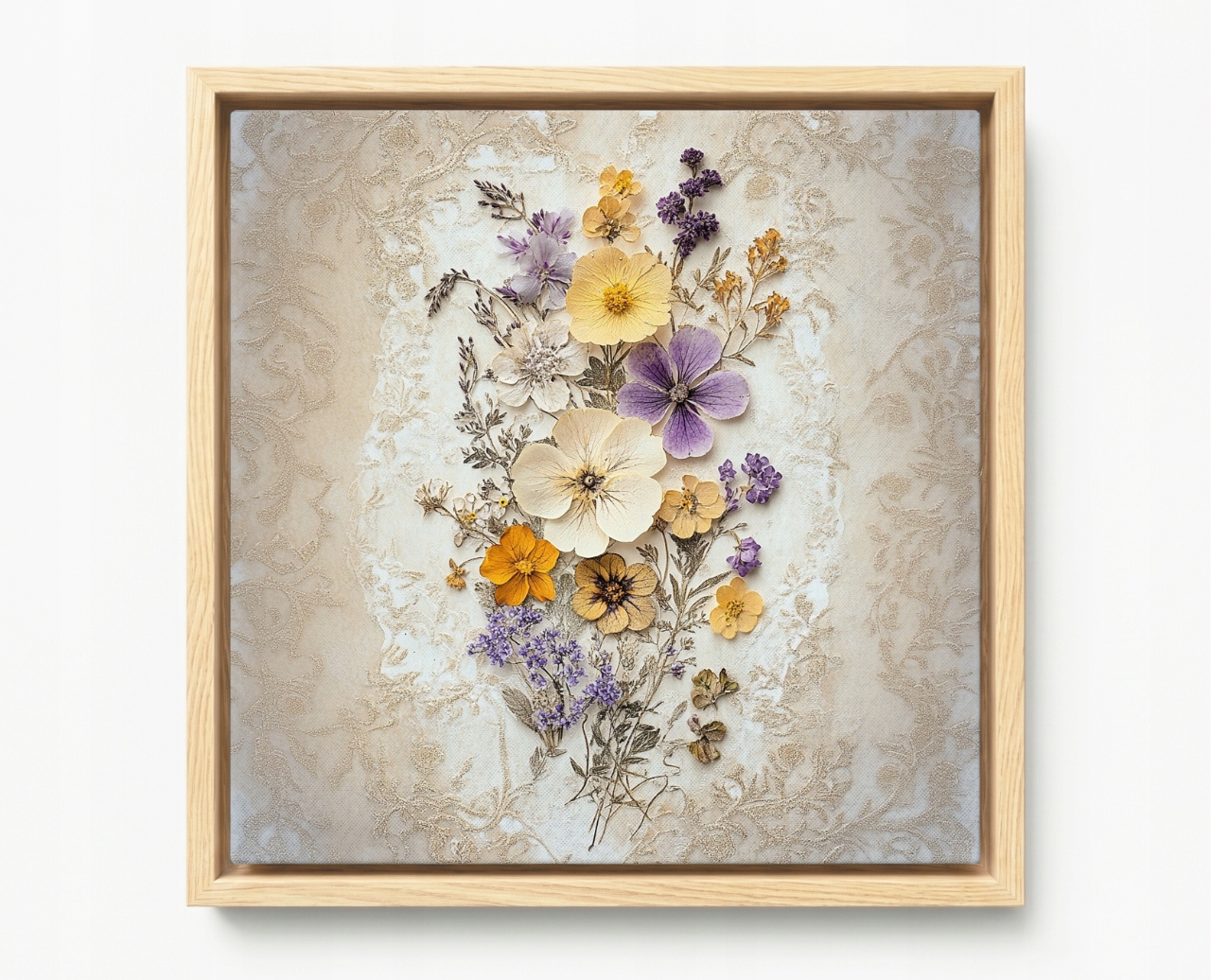 Obraz Rám American Box Dekorácia Sušené Kvety Bylinky Herbarium 60x60