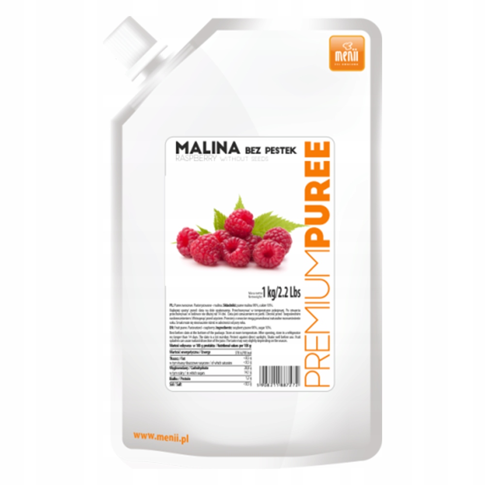 Menii Premium Pyré Malina bez pecek 1 kg