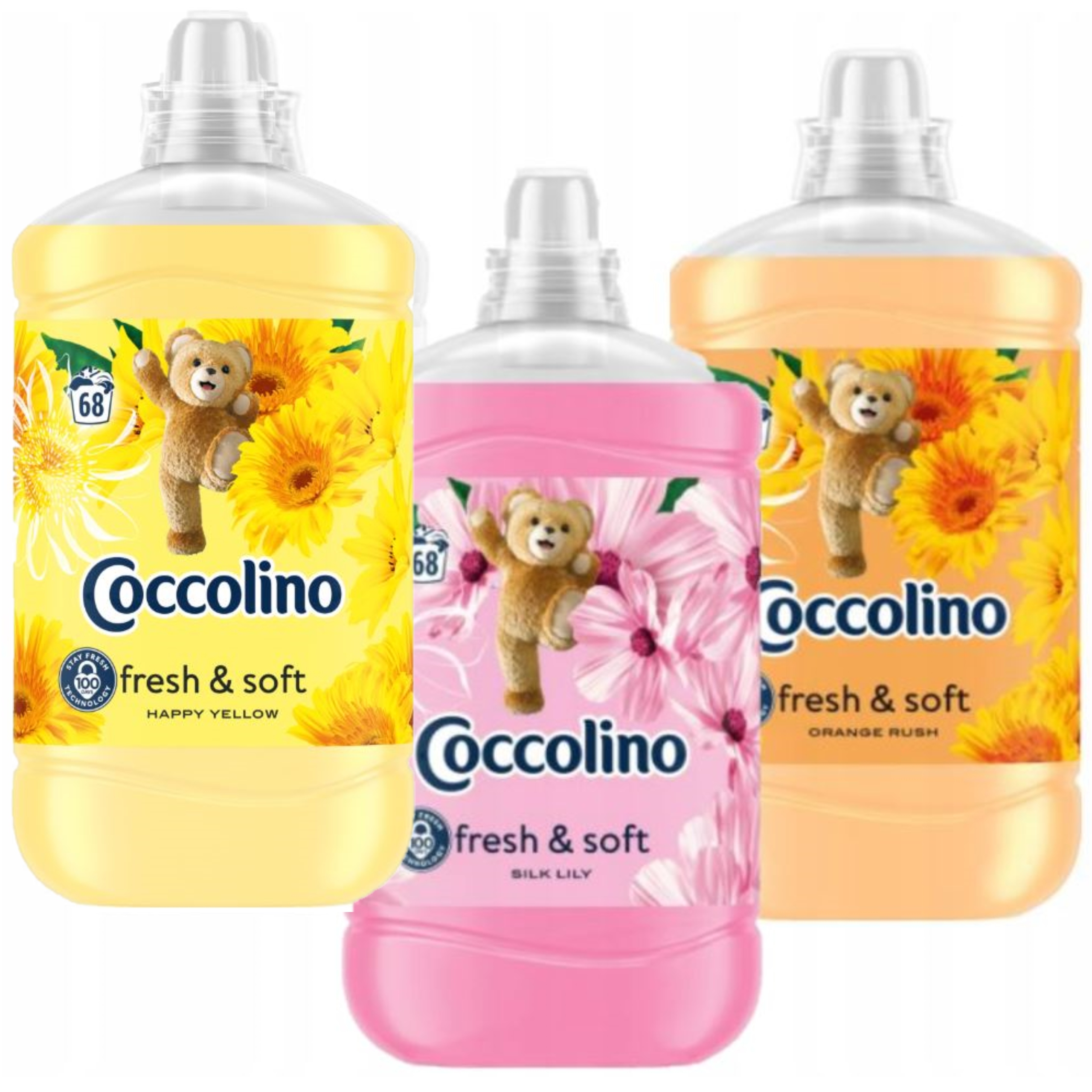 Levně Coccolino tekutá aviváž Happy Yellow Lily Orange Rush 204 praní 3 x 1,7 l