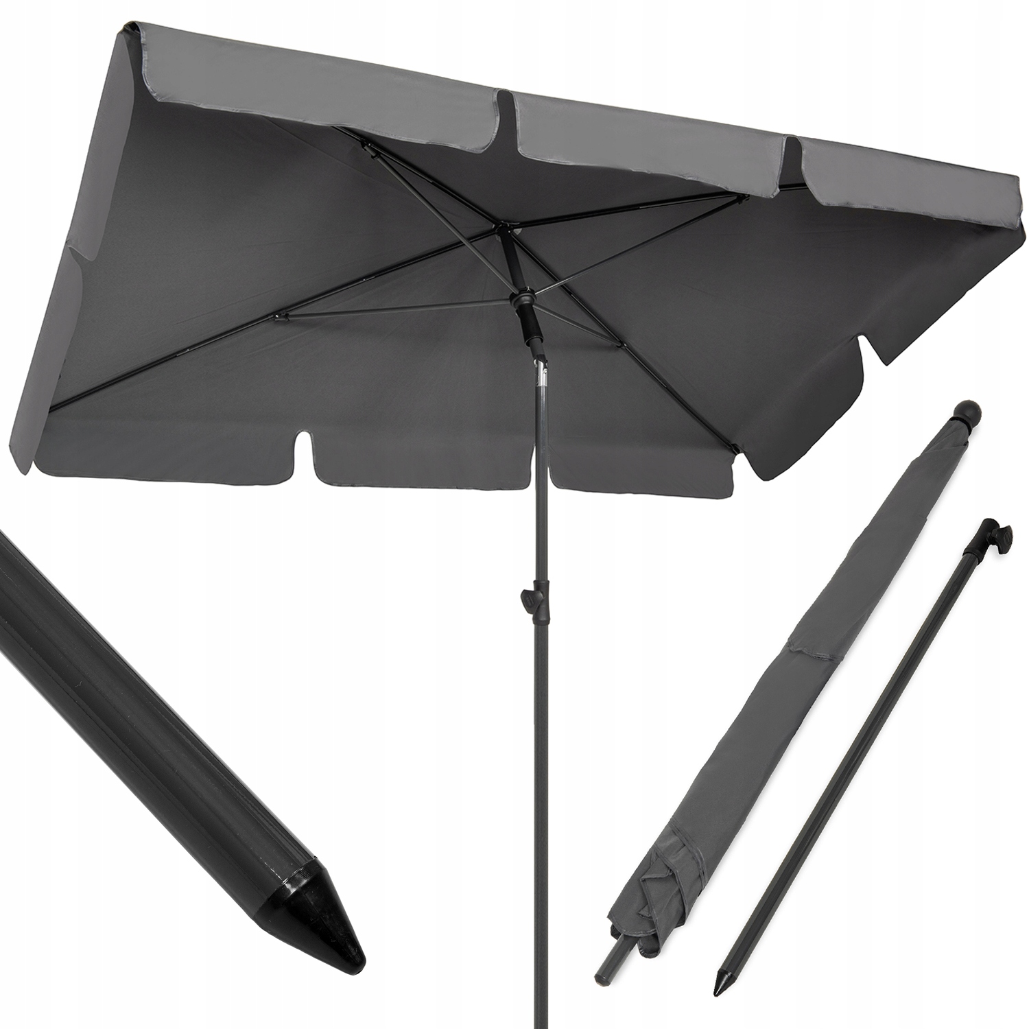 Velký Balkonový Obdélníkový Zahradní Balkonový Slunečník Uv 200 x 130 cm