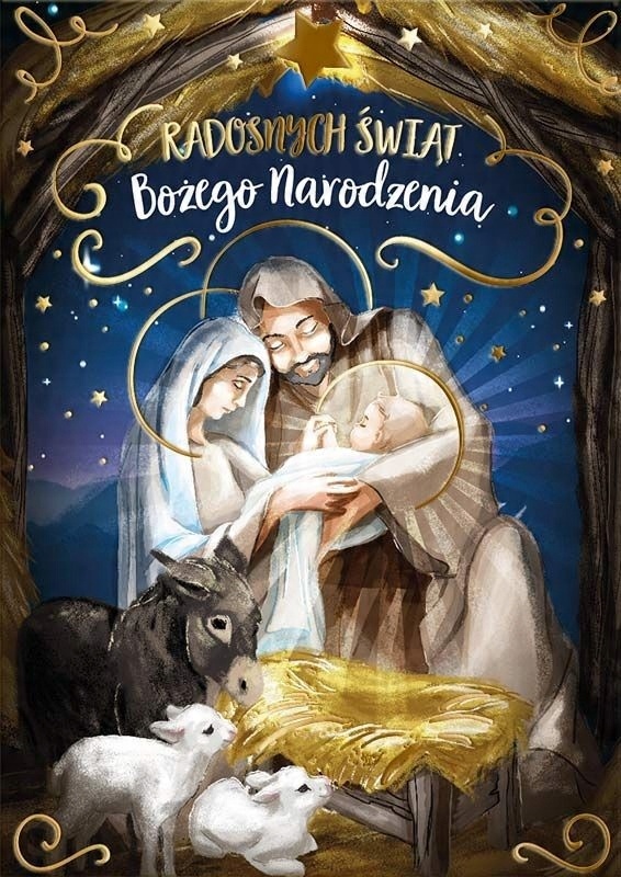 

Świąteczna Kartka Religijna akwarela Szopka PP2156