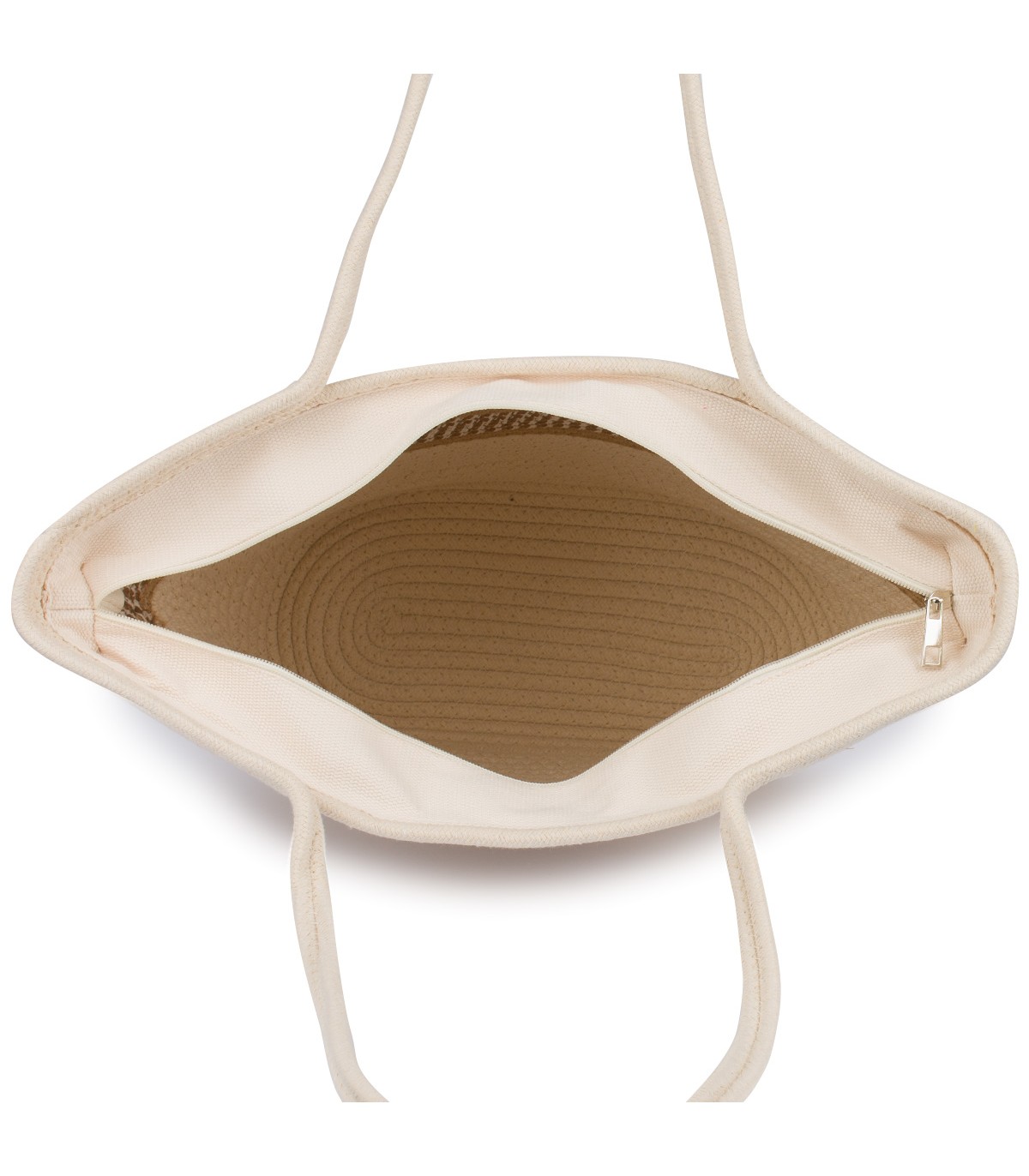 Duża torba plażowa na lato ecru rączki suwak solidna koszyk plecionka Model Kosz-5