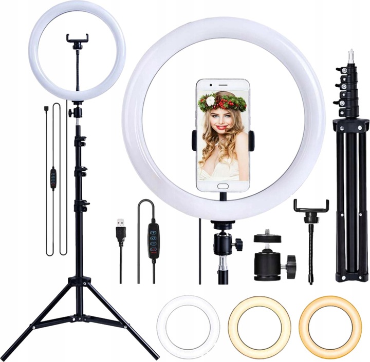 LAMPA PIERŚCIENIOWA OBROTOWA RING STATYW 220CM -DO ZDJĘĆ, SELFIE NOWY MODEL