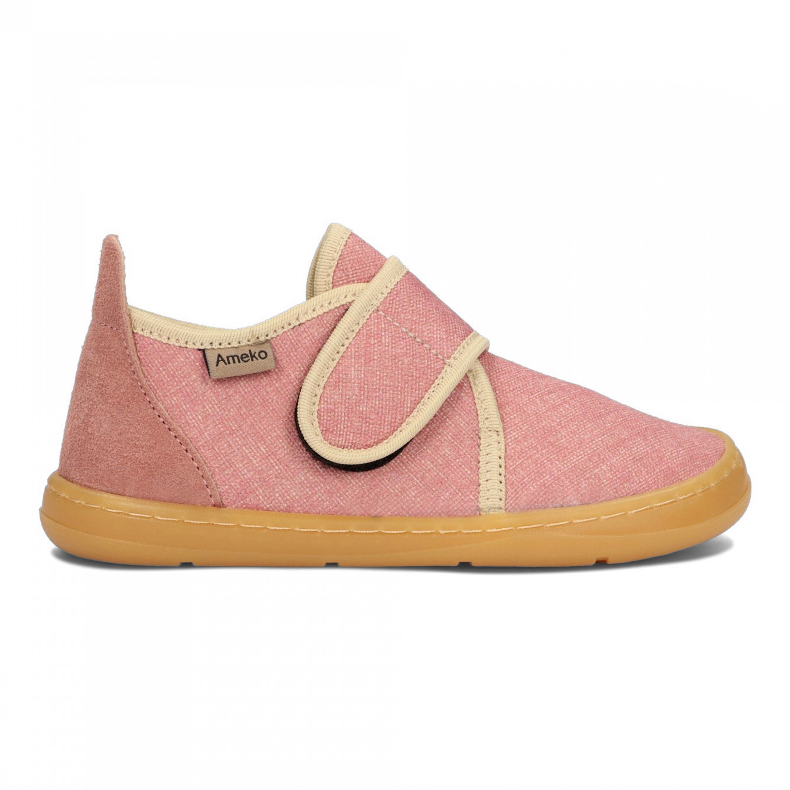 Kapcie barefoot na rzepy lekkie dziecięce Ameko Uno Brown Rose 30