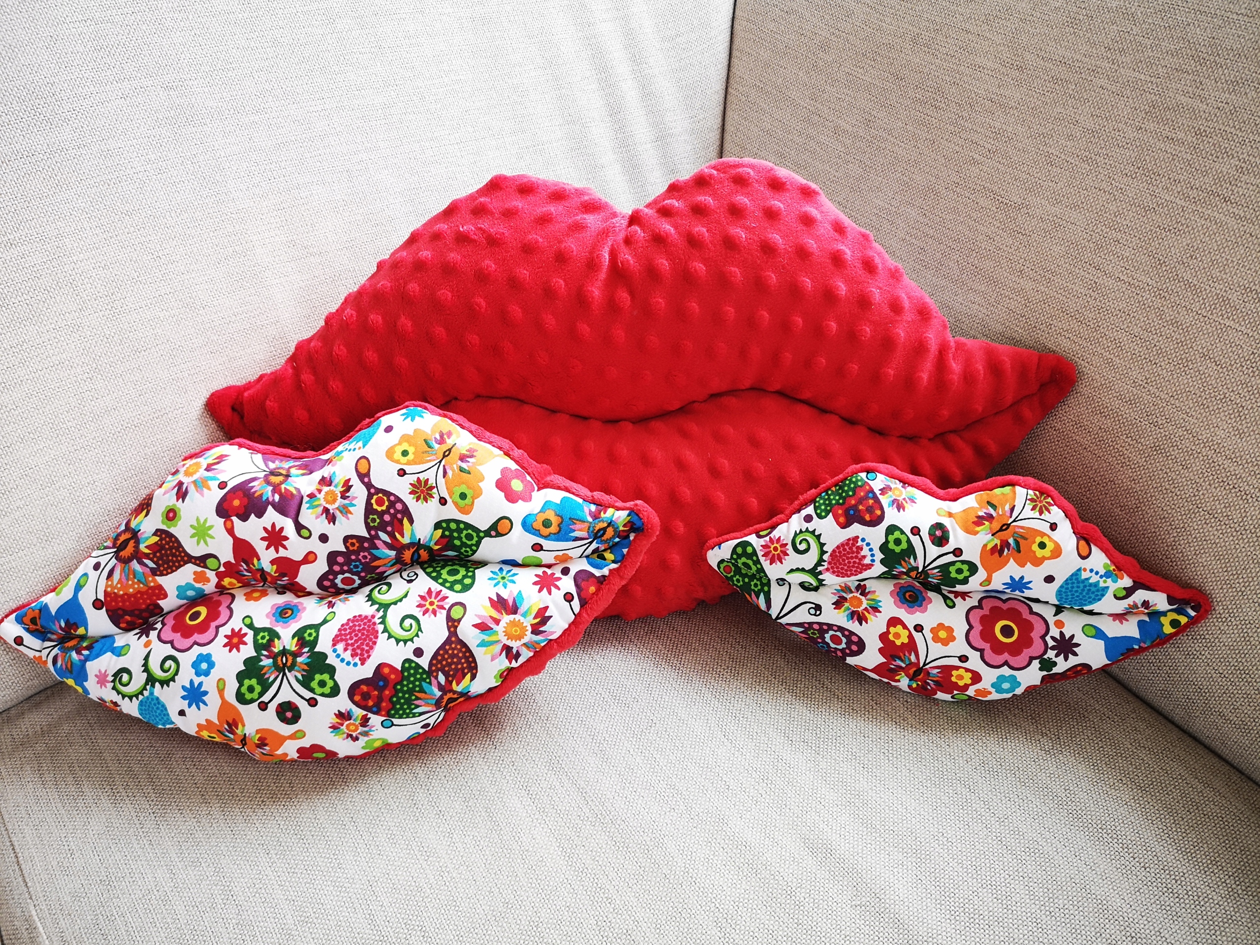 WALENTYNKI KOMPLET 2+1GRATIS minky + bawełna USTA PODUSZKA PREZENT