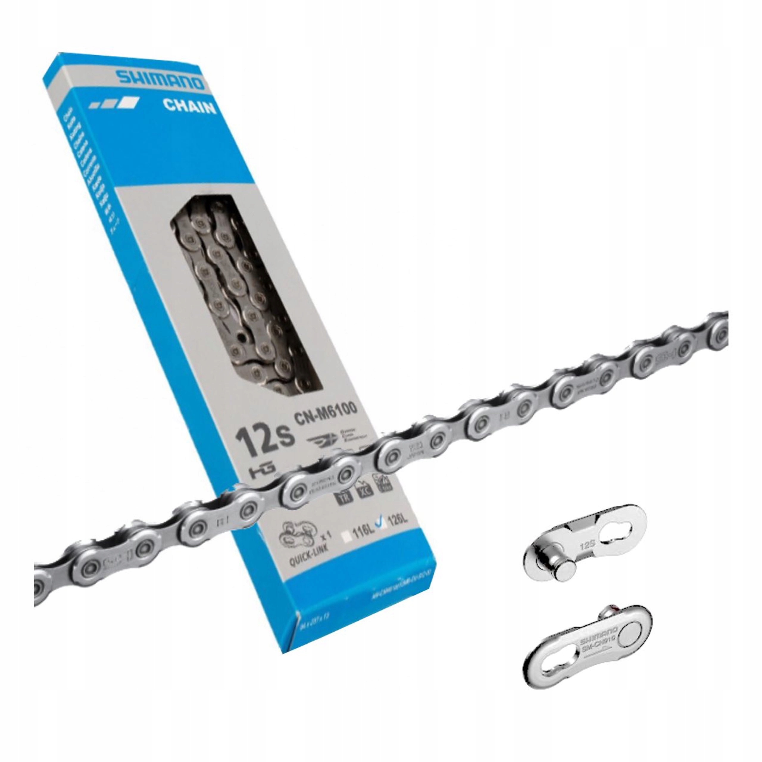 Łańcuch Rowerowy Shimano 12 biegowy M6100 126og Box Spinka Japan E-bike