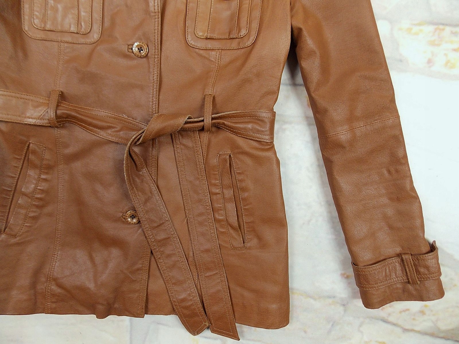 STEFFEL PŁASZCZ SKÓRZANY elegancja 42/44 Marka inna