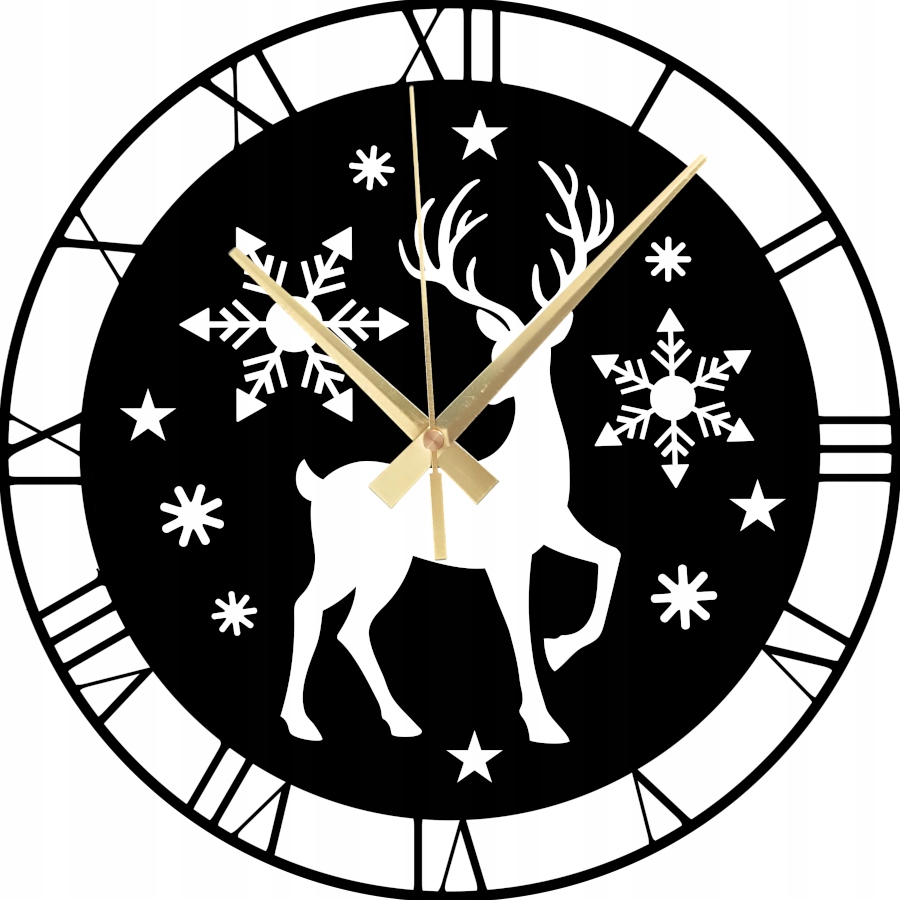 Vánoční nástěnné hodiny Římský Sob Sněhové Vločky Prezenet Hodiny 45 cm