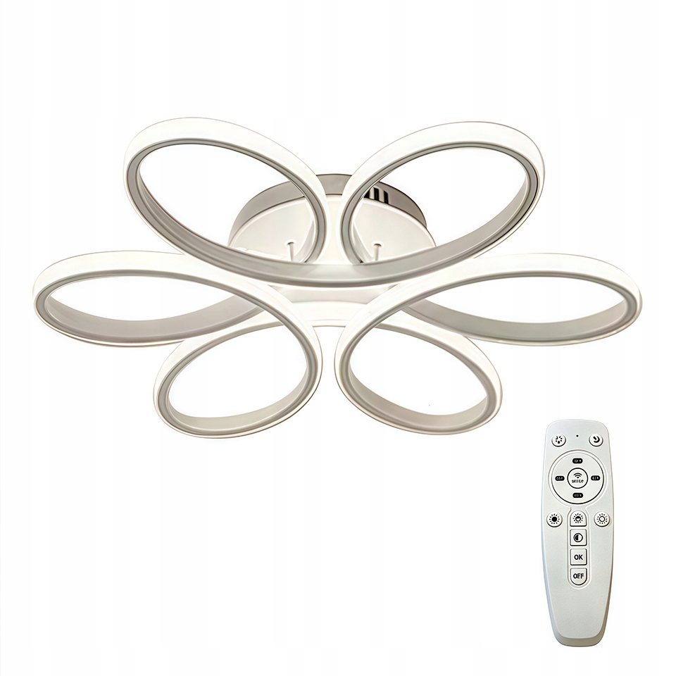 Lampa Sufitowa Biała Wisząca Plafon Modern Żyrandol Led Z Pilotem Do Salonu