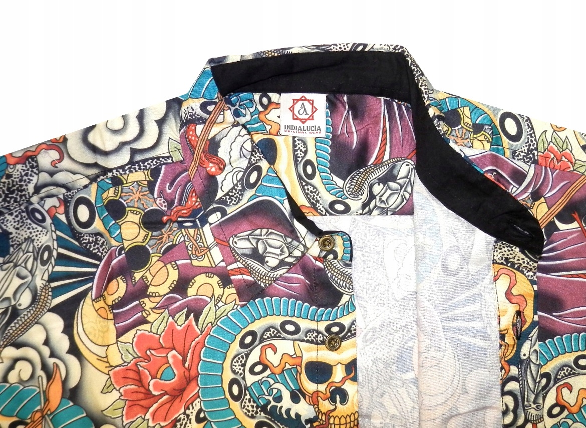 KOSZULA MĘSKA INDIALUCIA ORIGINAL INDYJSKA KOLOROWY NADRUK r. XXL Rozmiar XXL
