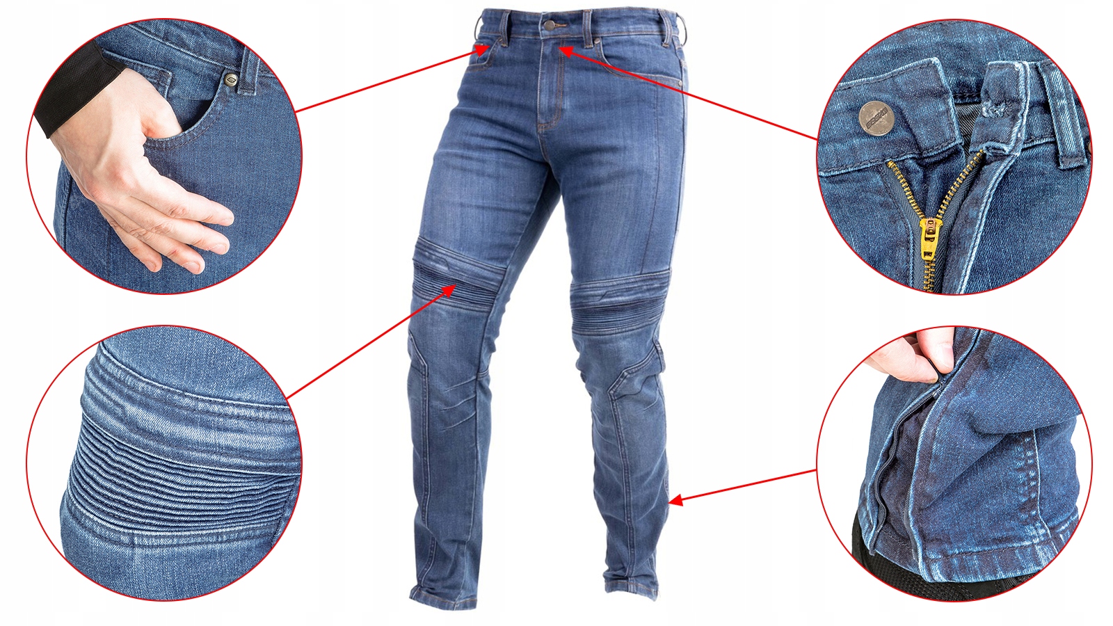 SPODNIE MOTOCYKLOWE OZONE HORNET II SKRACANE S Rozmiar 30/32